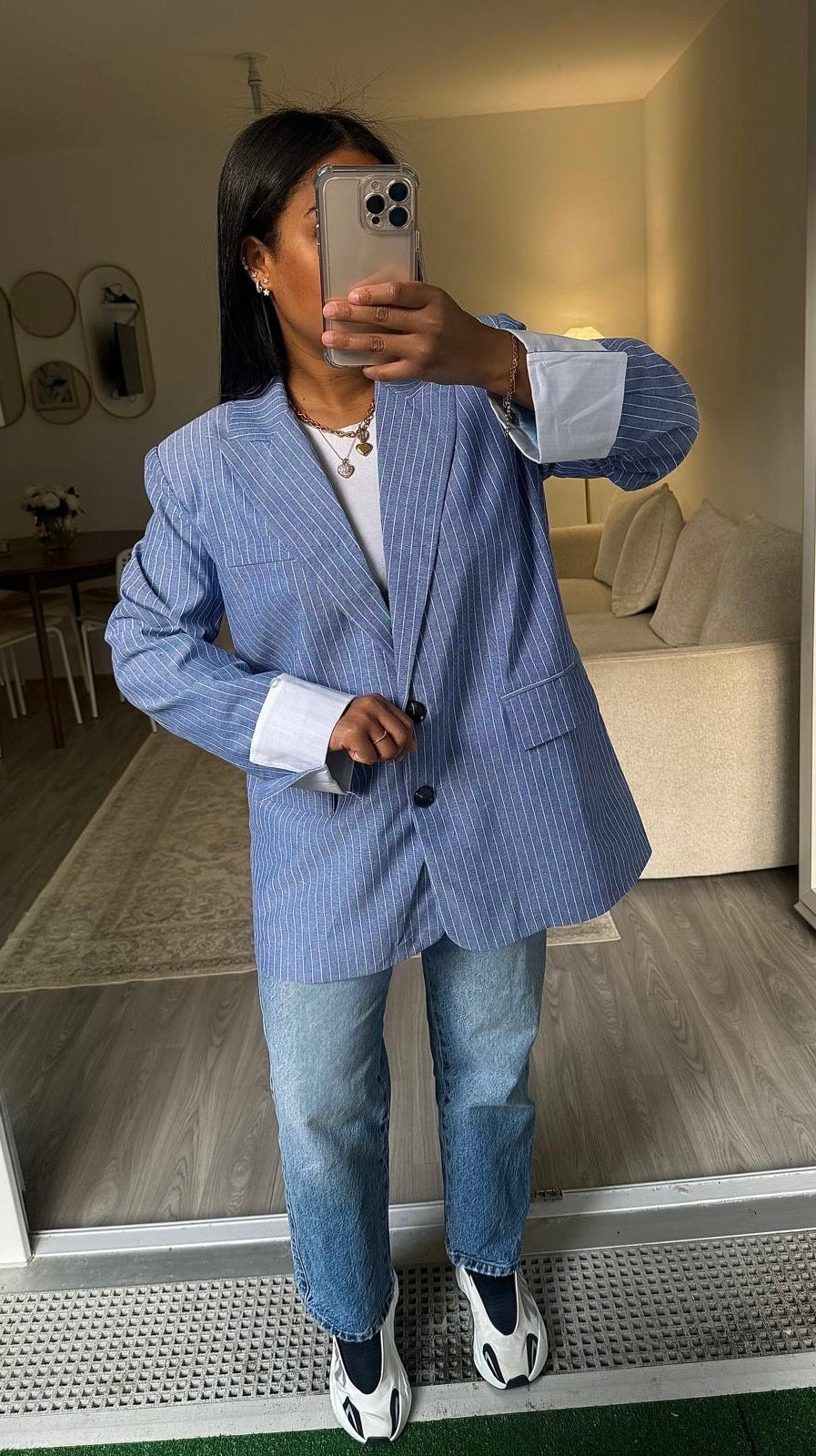 Blazer Over rayé bleu