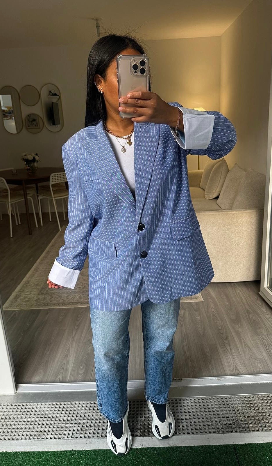 Blazer Over rayé bleu
