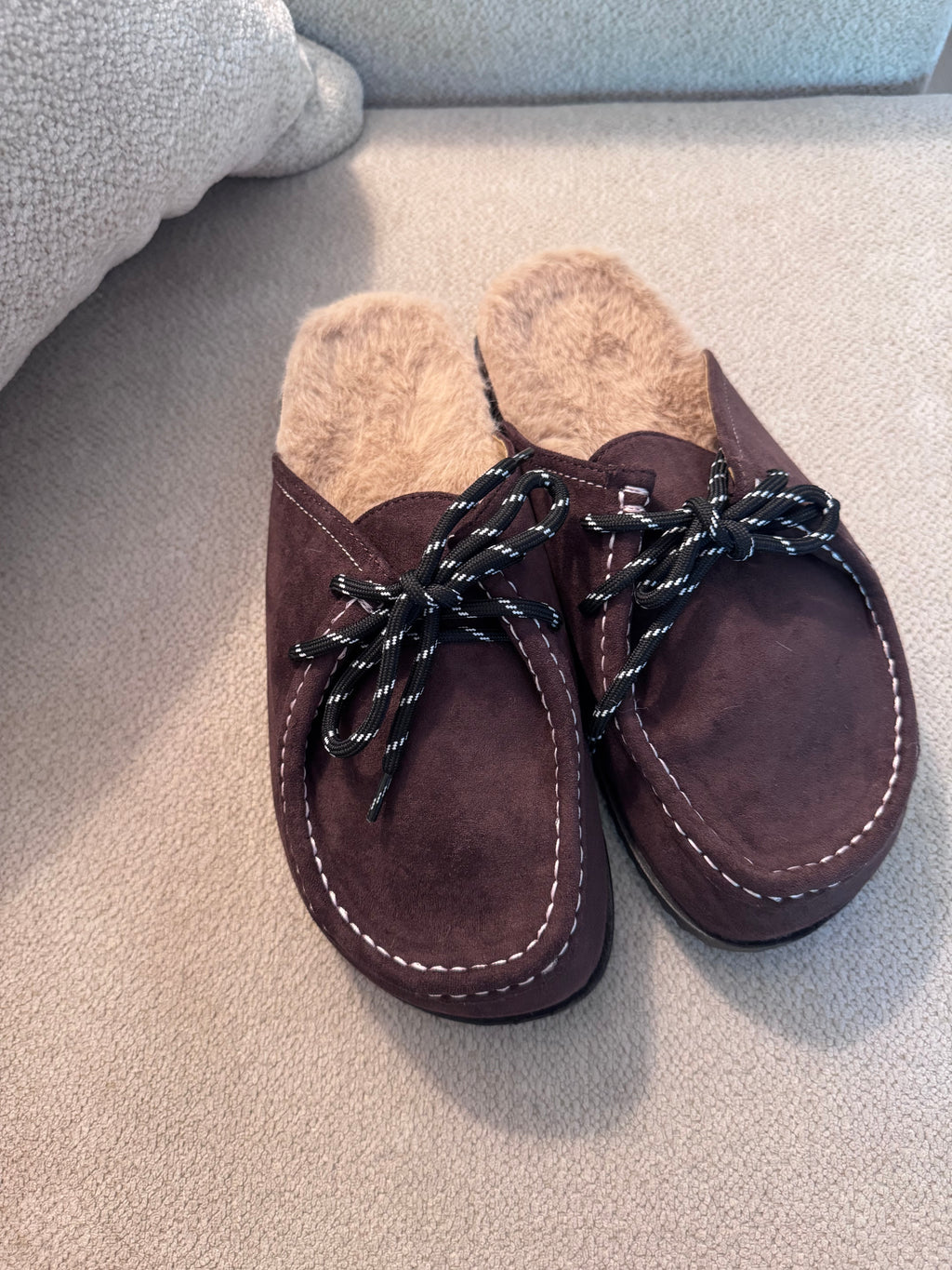 Mules lacets choco