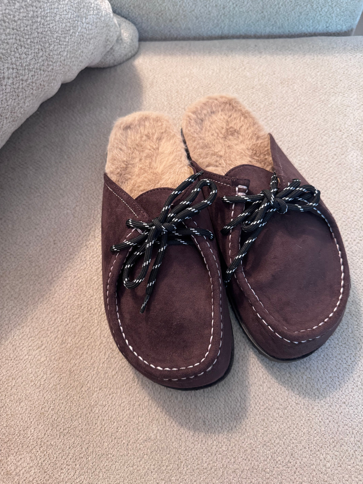Mules lacets choco