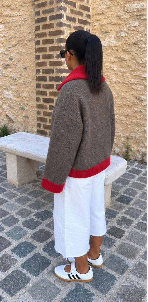 Gilet marron rouge