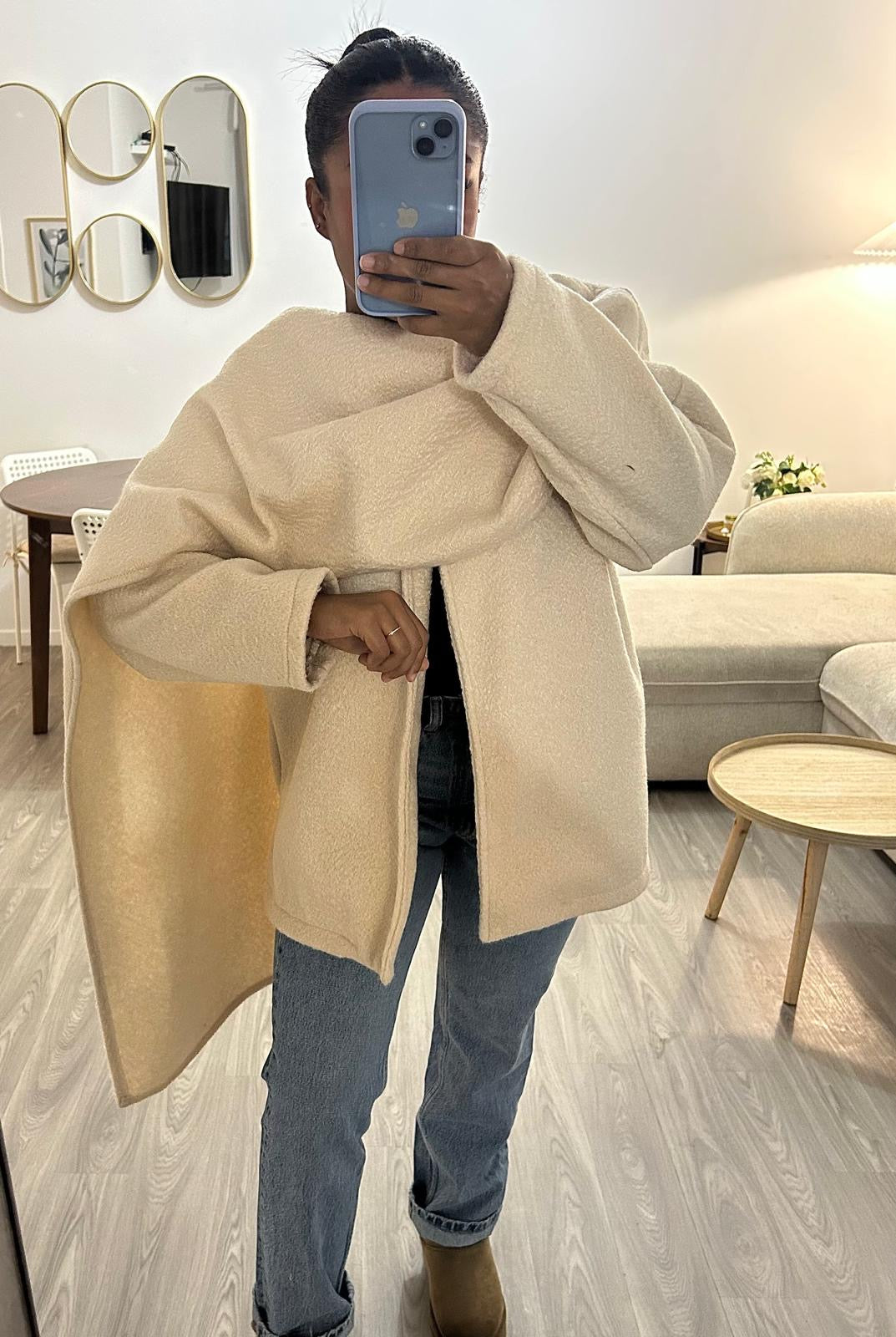 Manteau écharpe beige