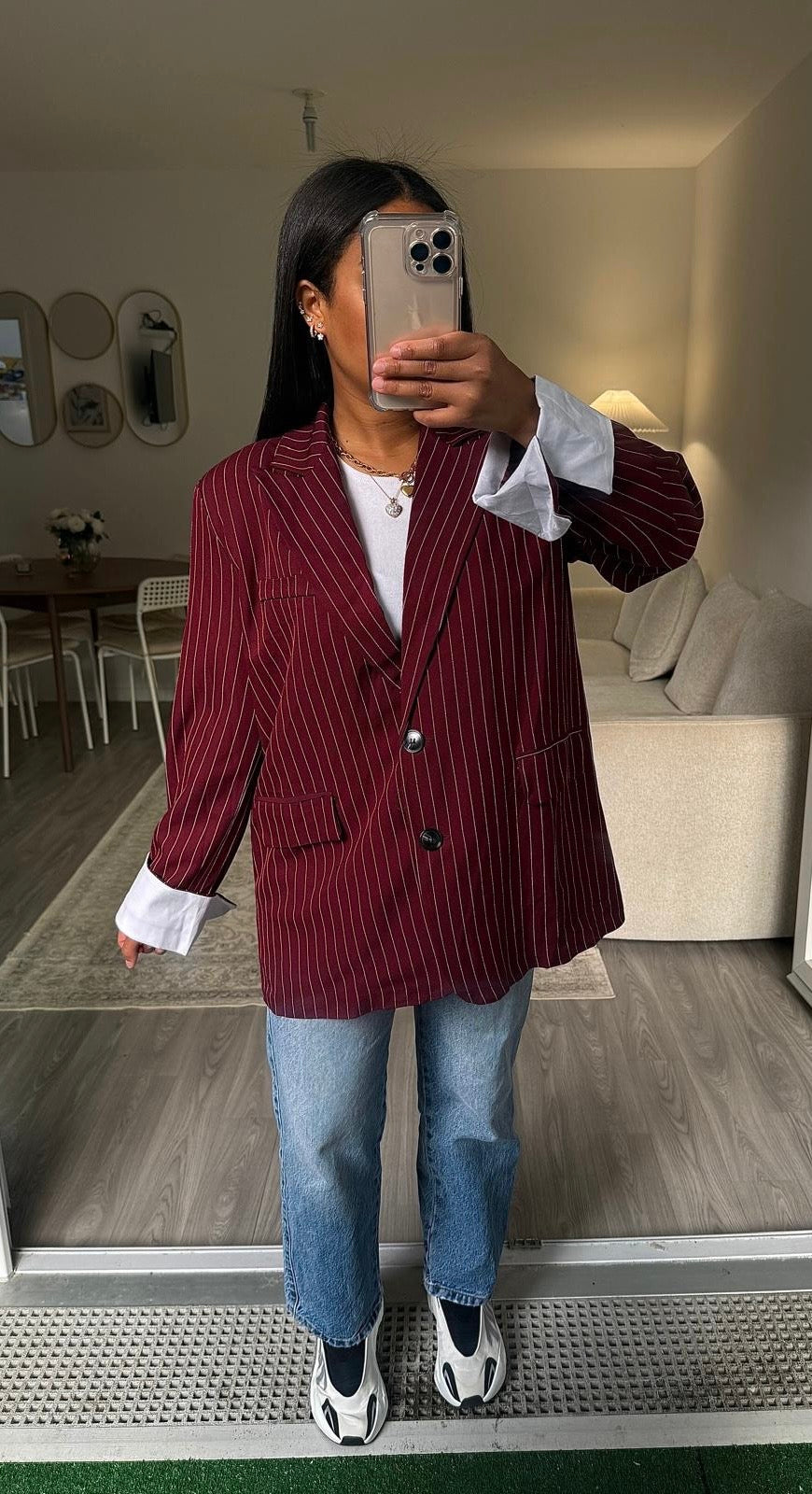Blazer Over rayé bordeaux