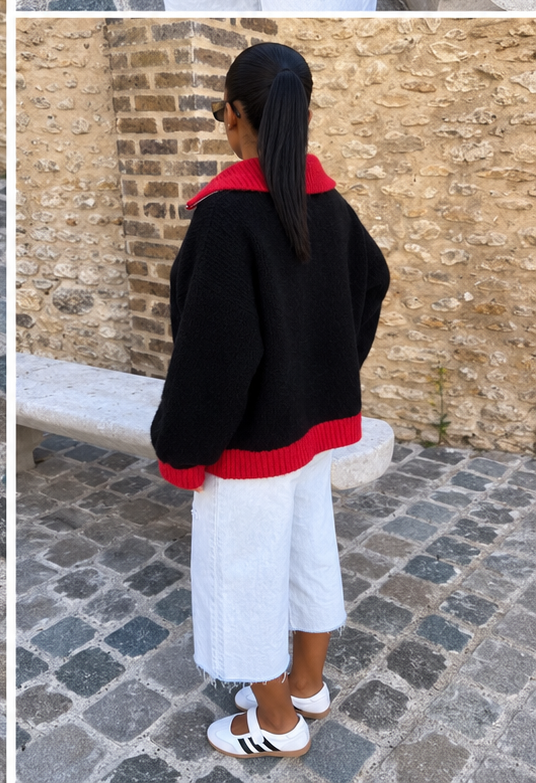 Gilet noir et rouge