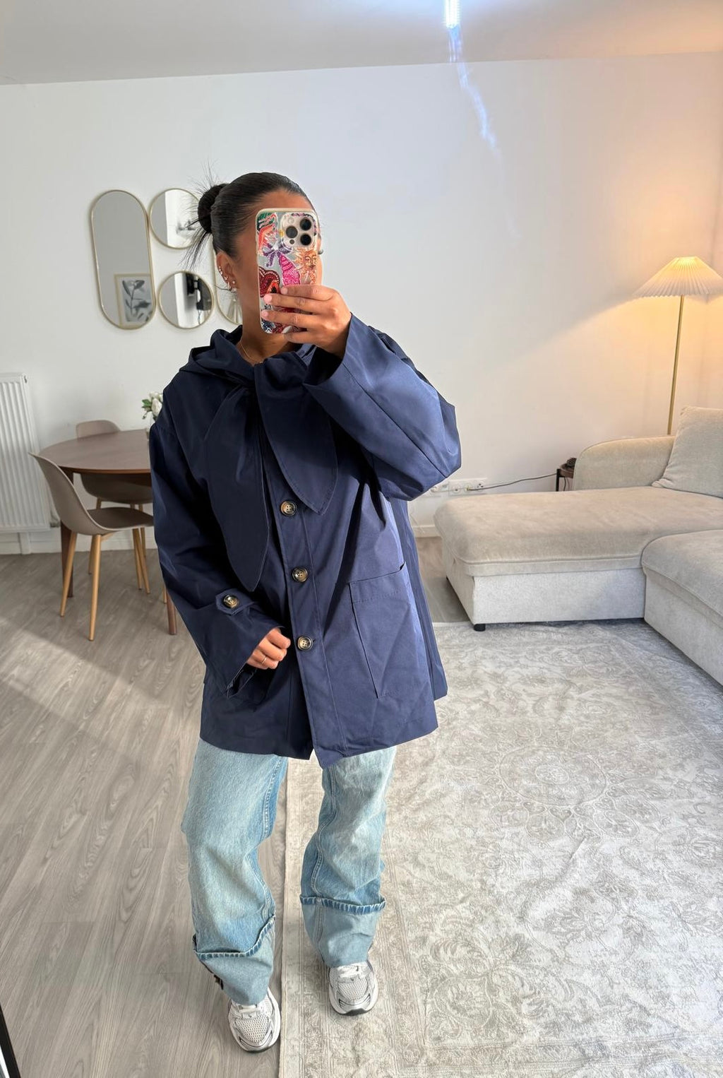 Trench capuche marine