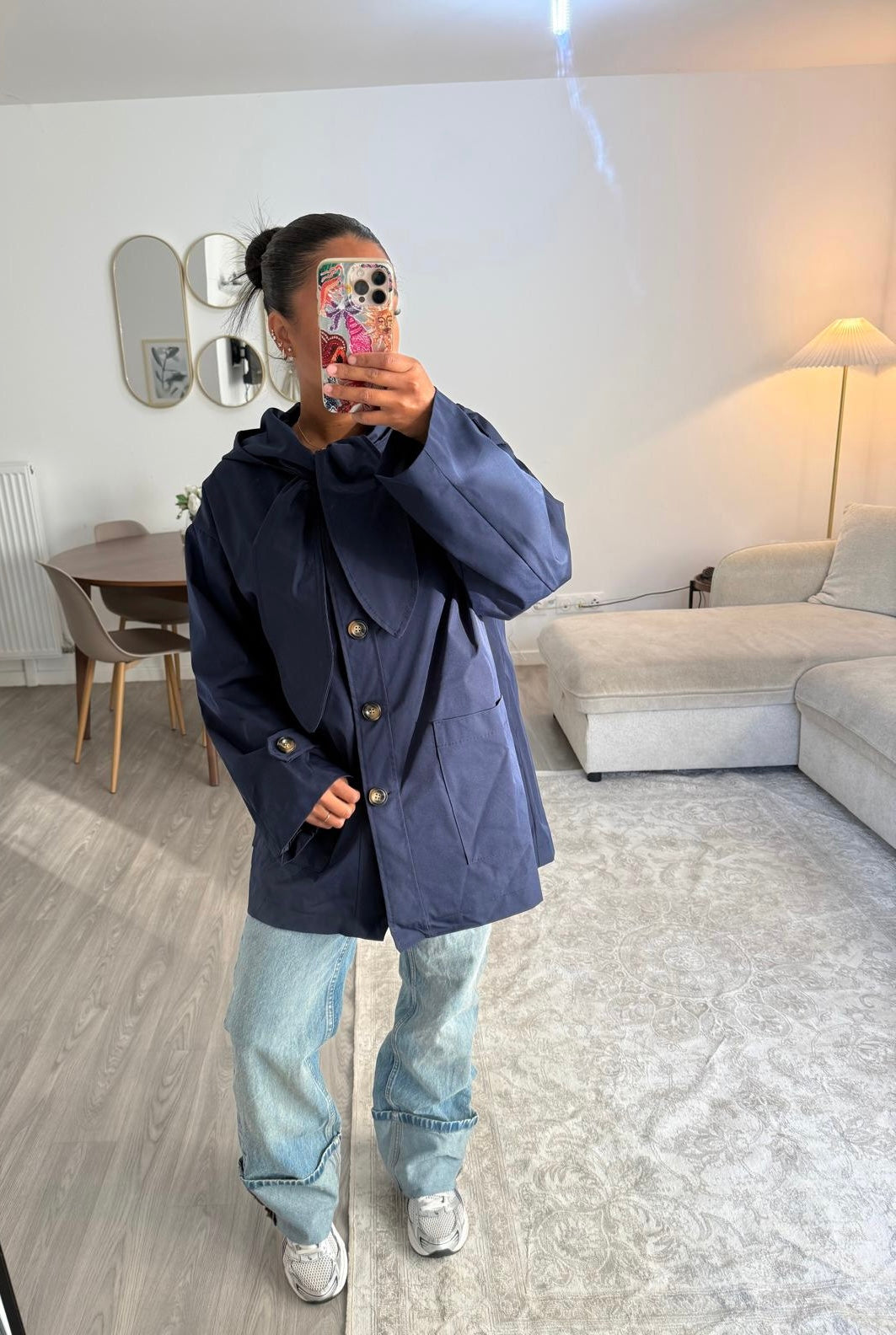 Trench capuche marine