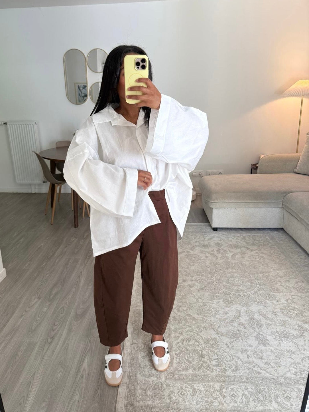 Pantalon barrel choco