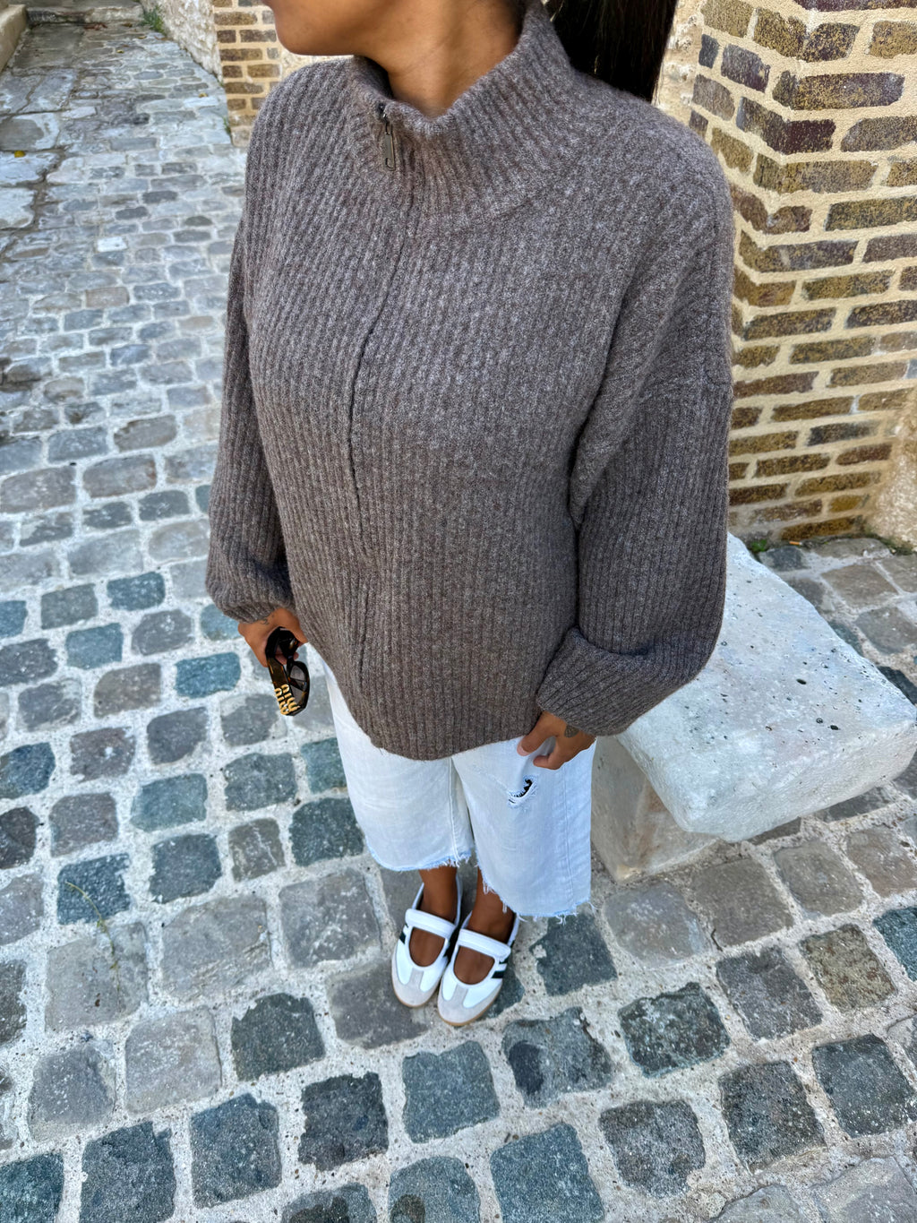 Gilet zippé taupe