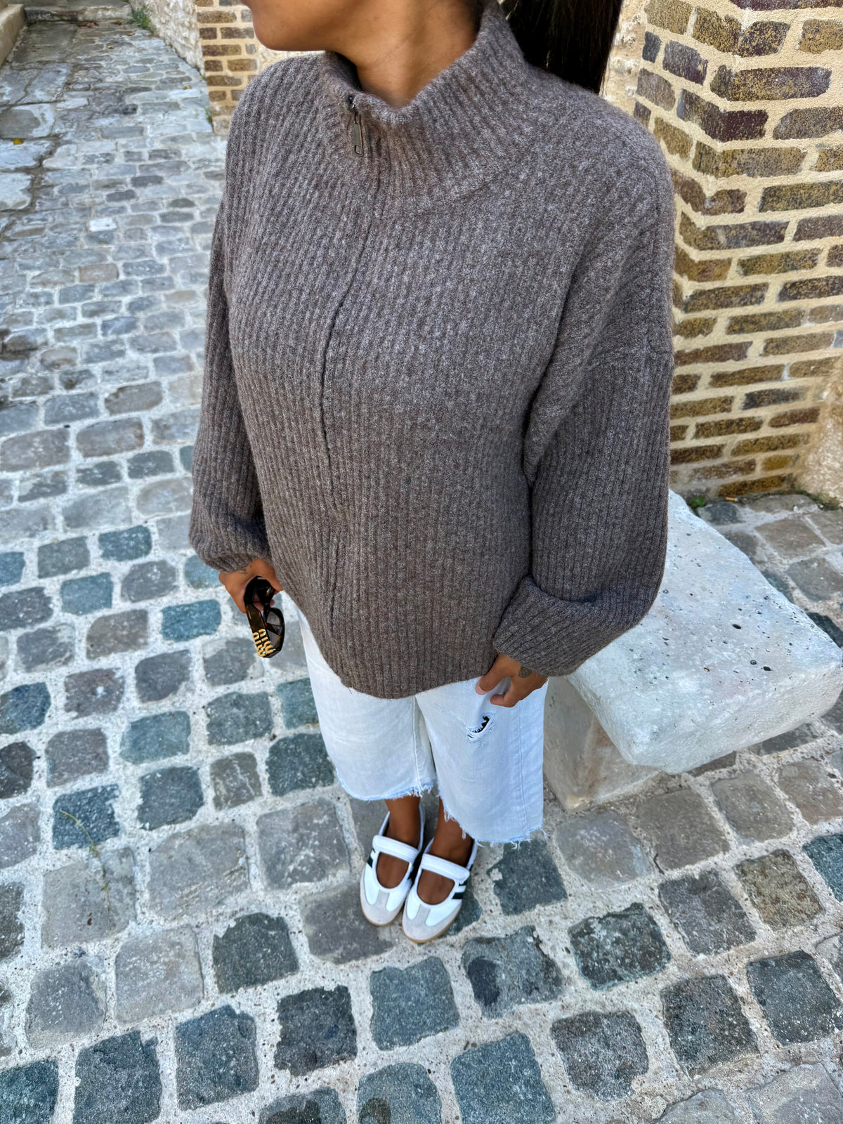 Gilet zippé taupe
