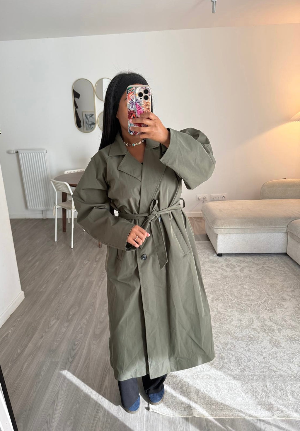 Trench manches ballon kaki