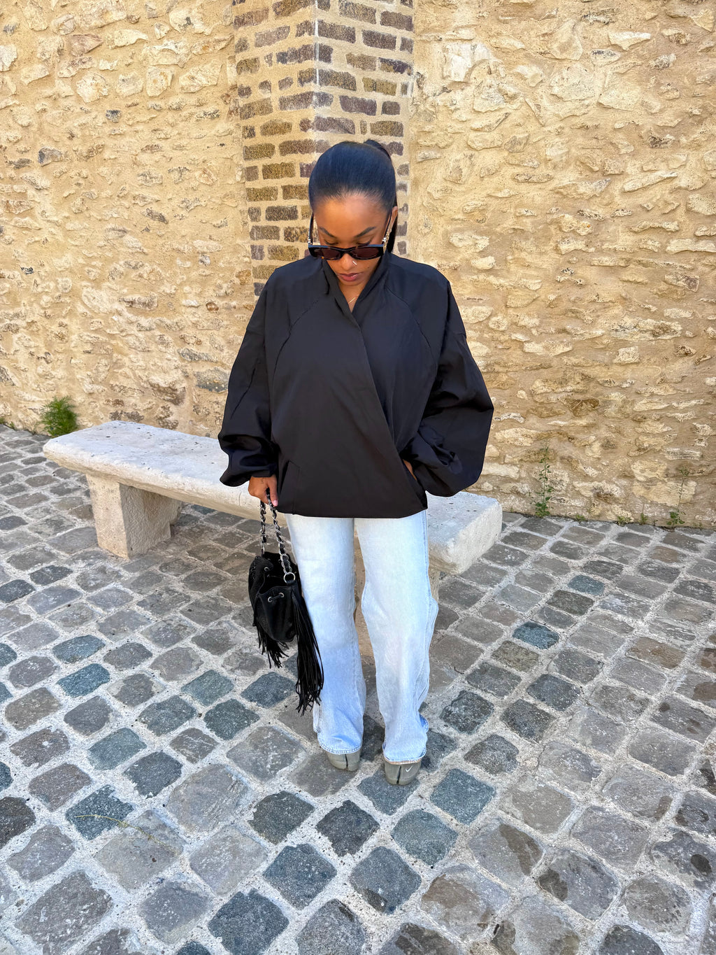 Bomber croisé noir
