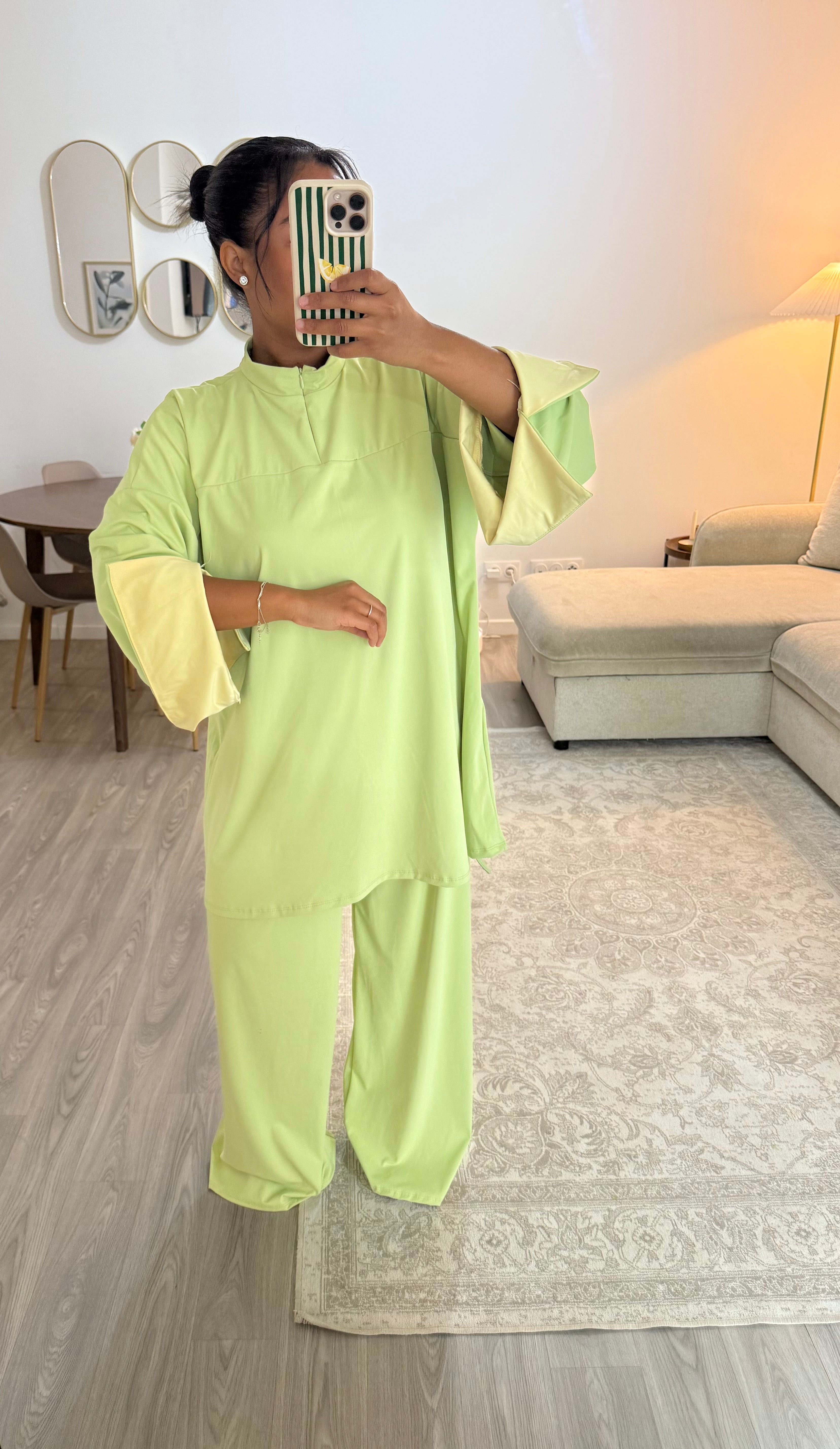 Burkini manches vert & jaune