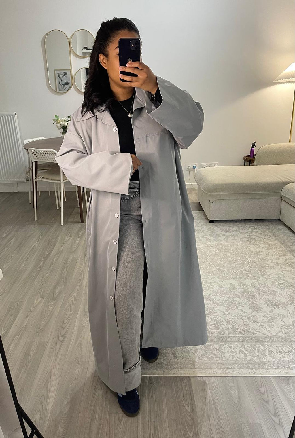 Trench long gris