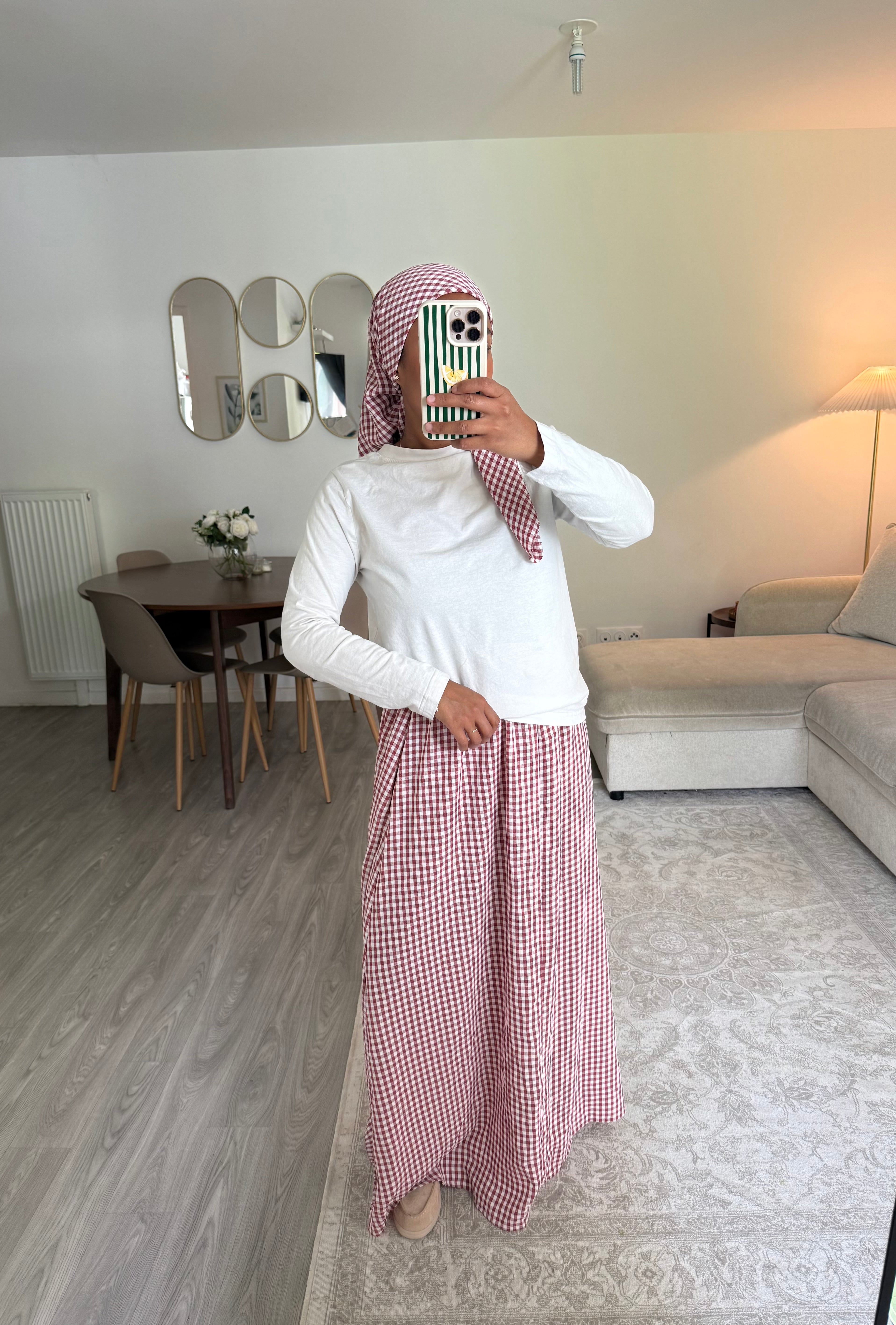 Jupe + foulard Vichy rouge