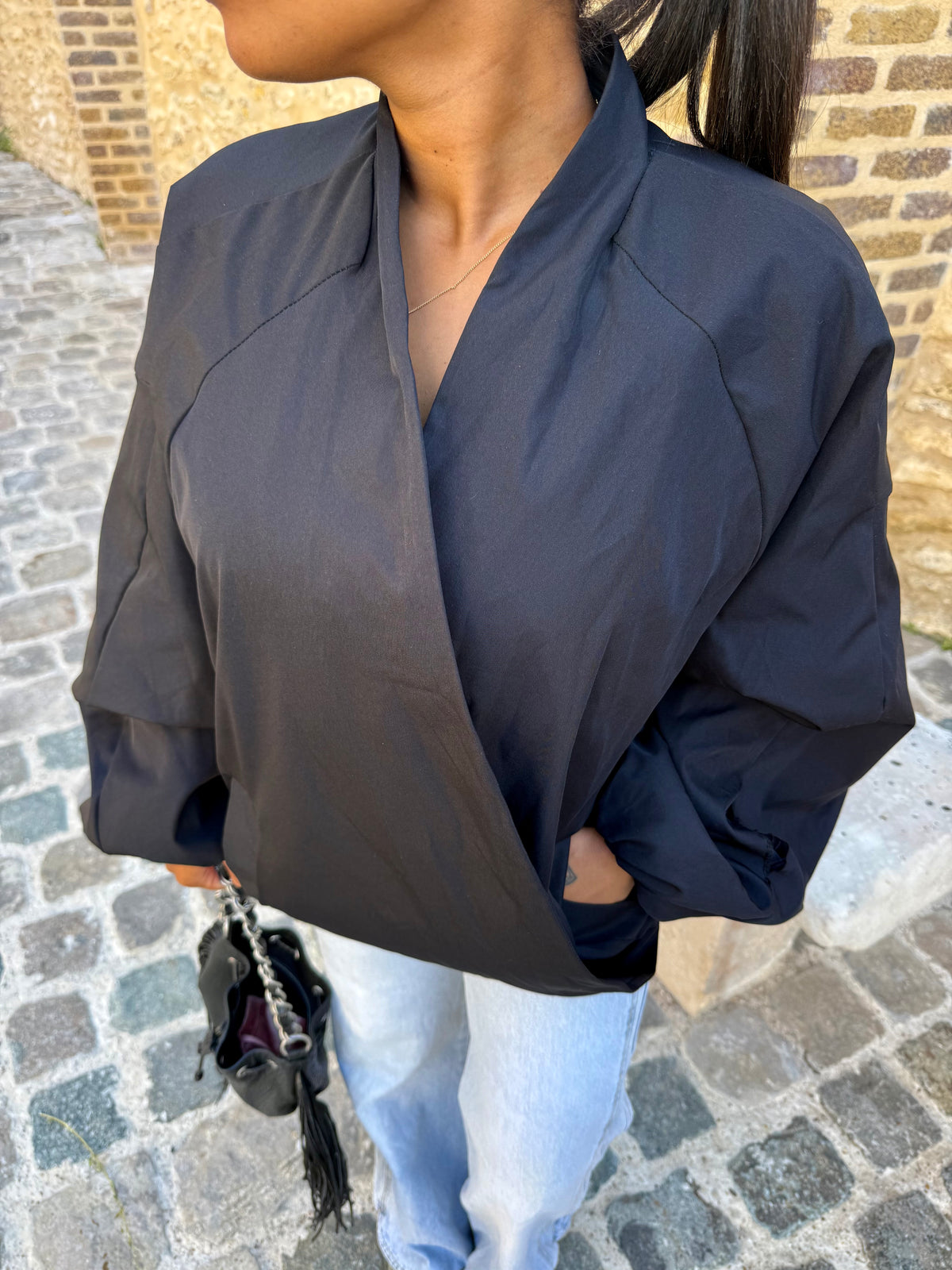 Bomber croisé noir