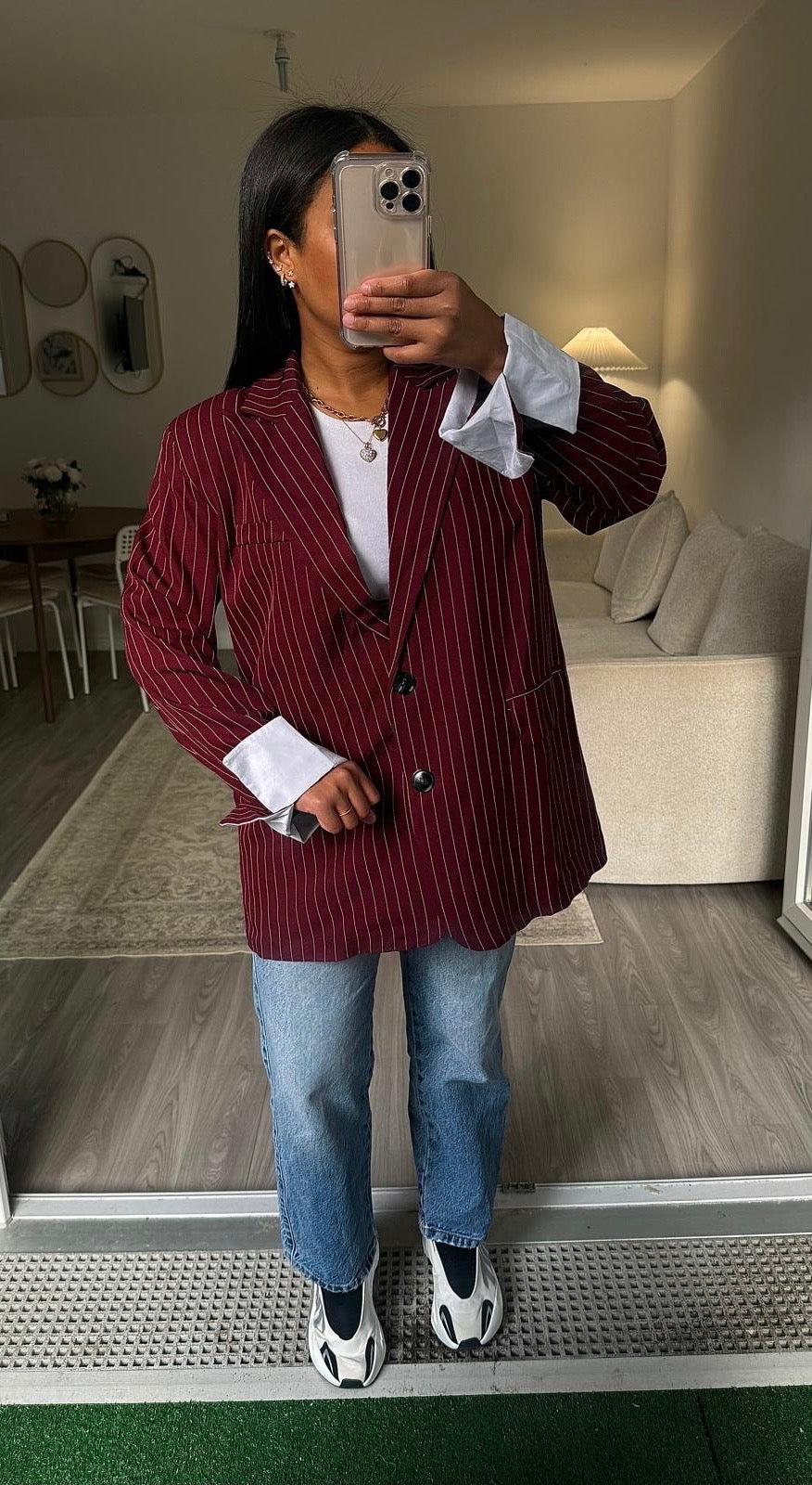 Blazer Over rayé bordeaux