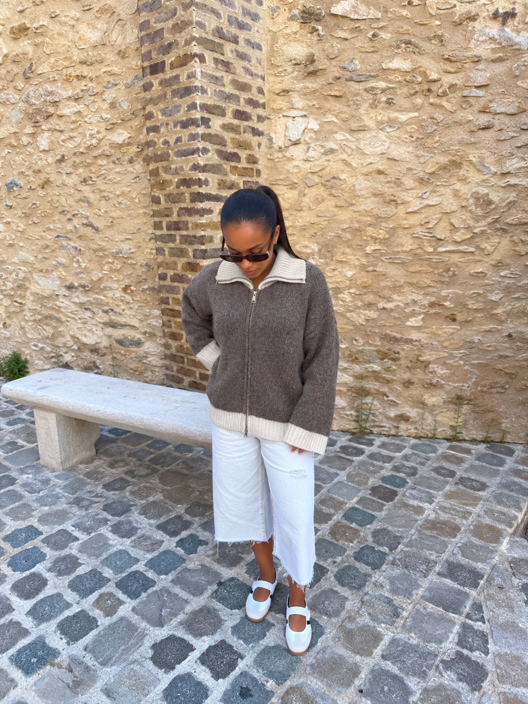 Gilet Marron et crème