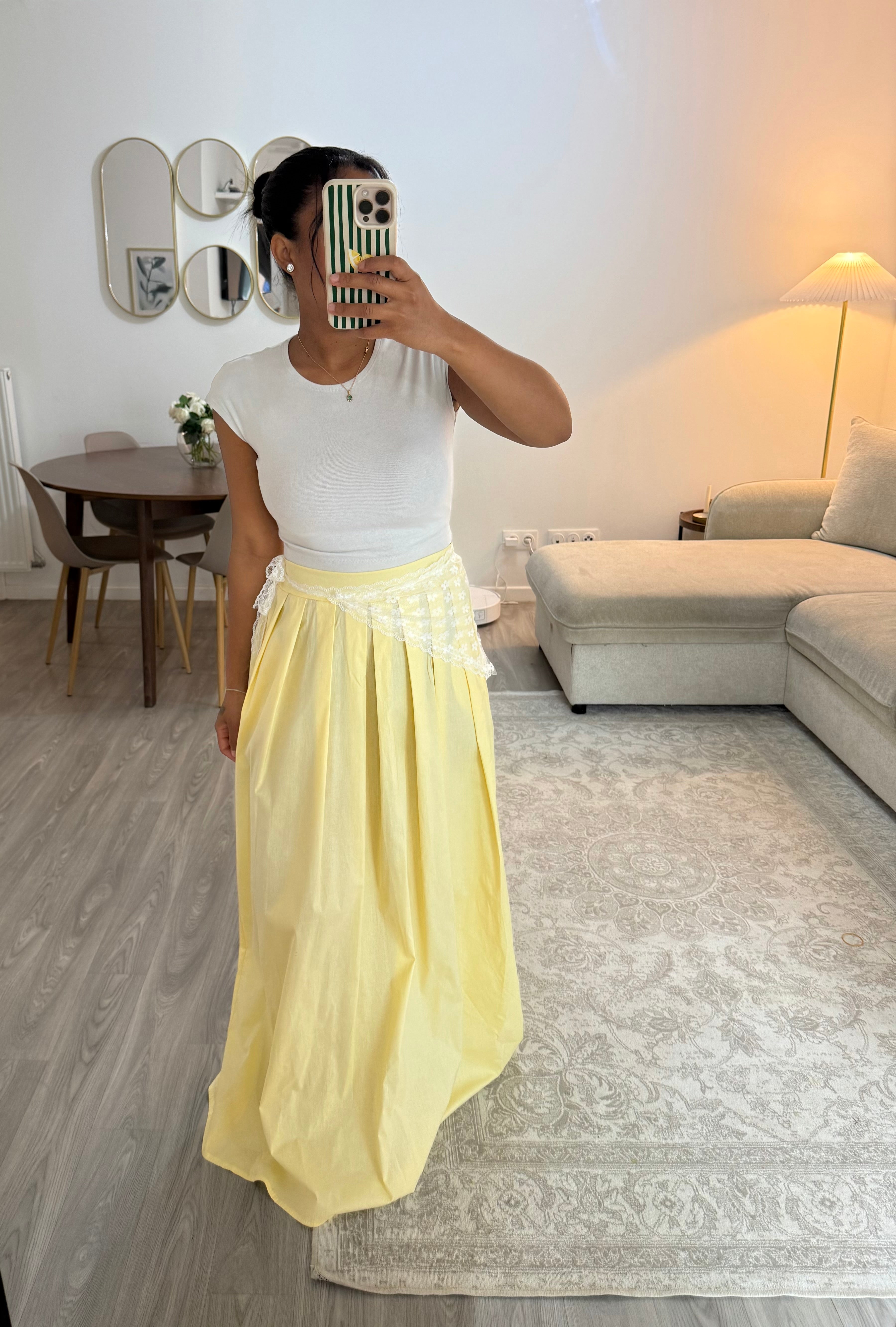Jupe dentelle jaune