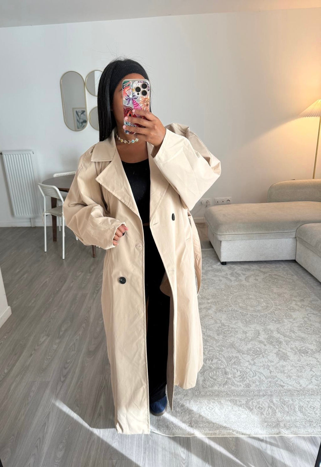 Trench manches ballon beige