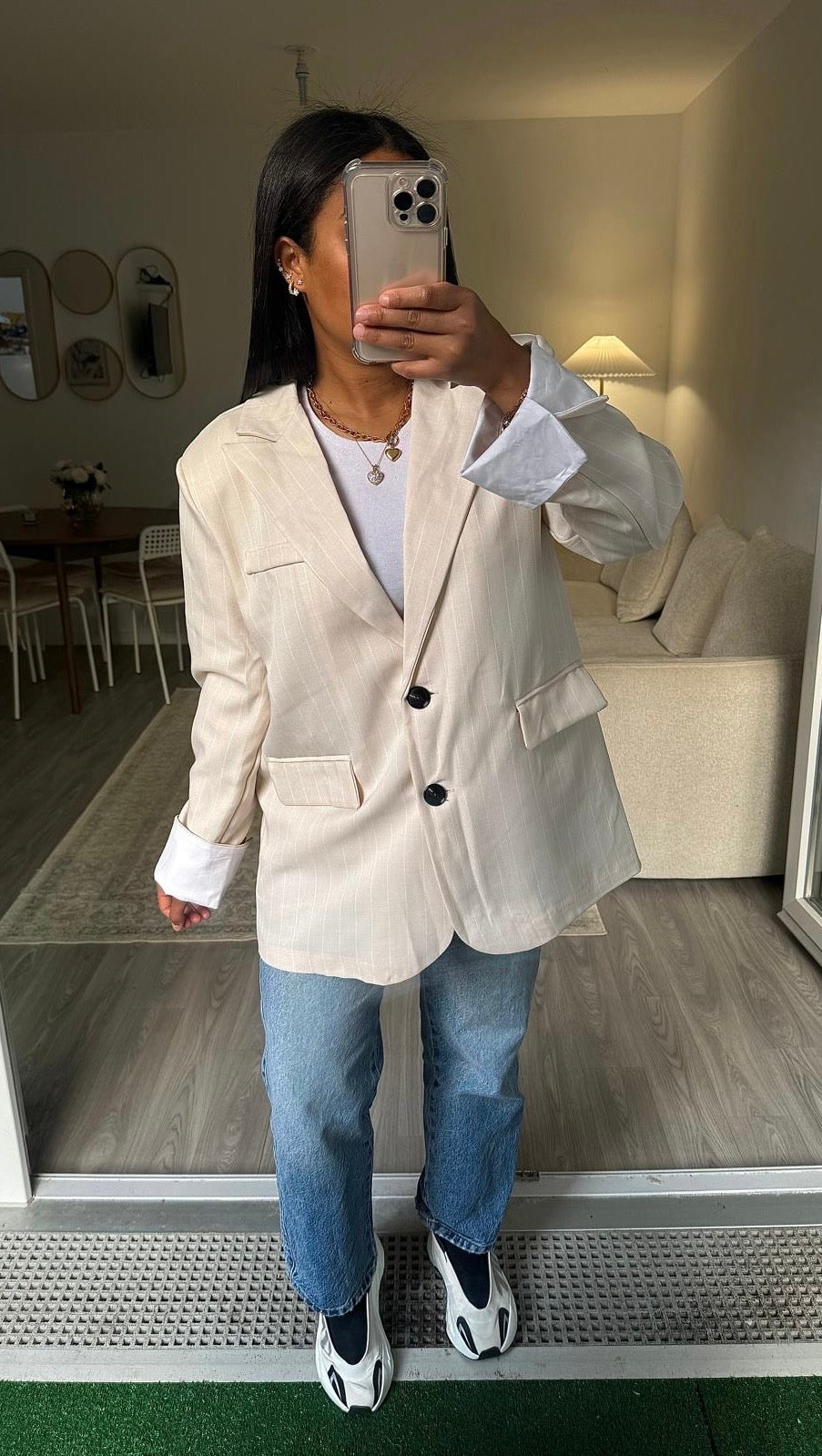 Blazer Over rayé beige