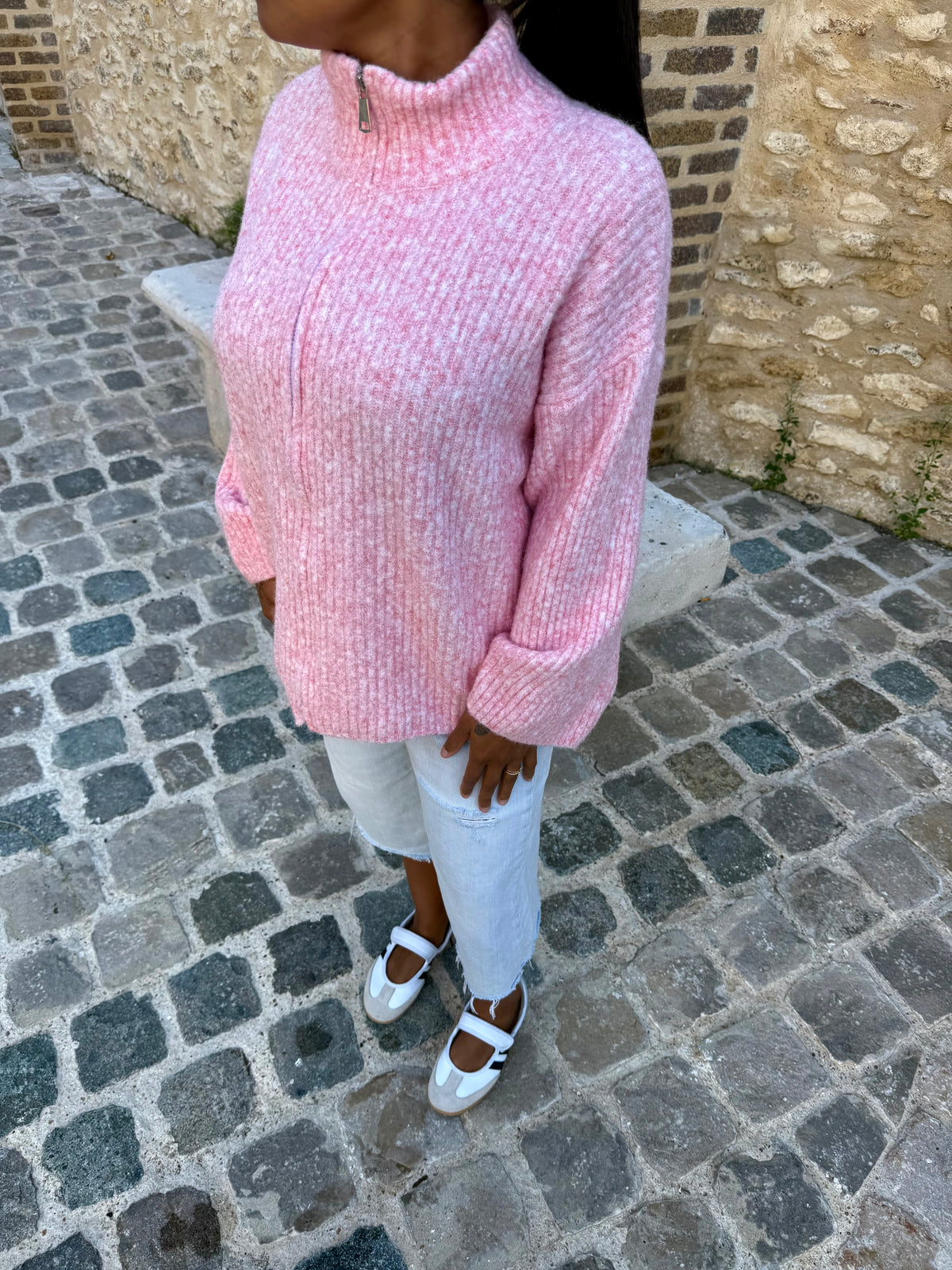 Gilet zippé rose