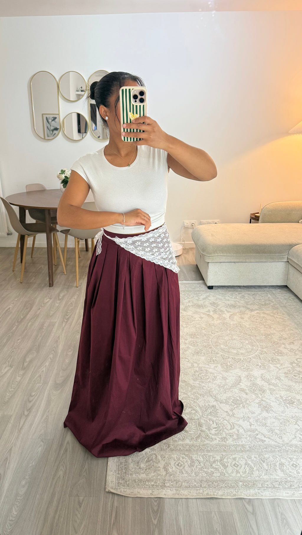 Jupe dentelle bordeaux