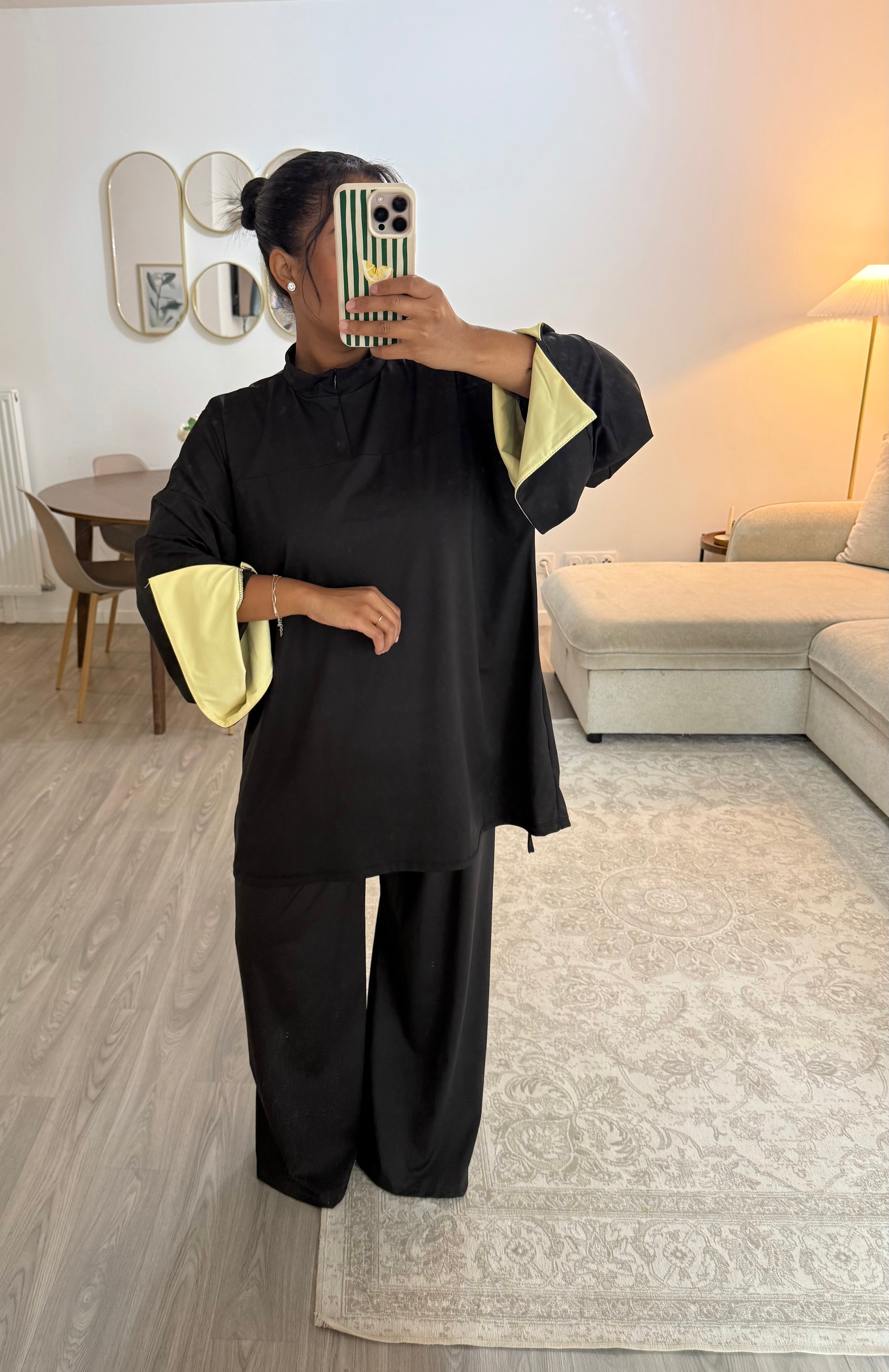 Burkini manches noir & jaune