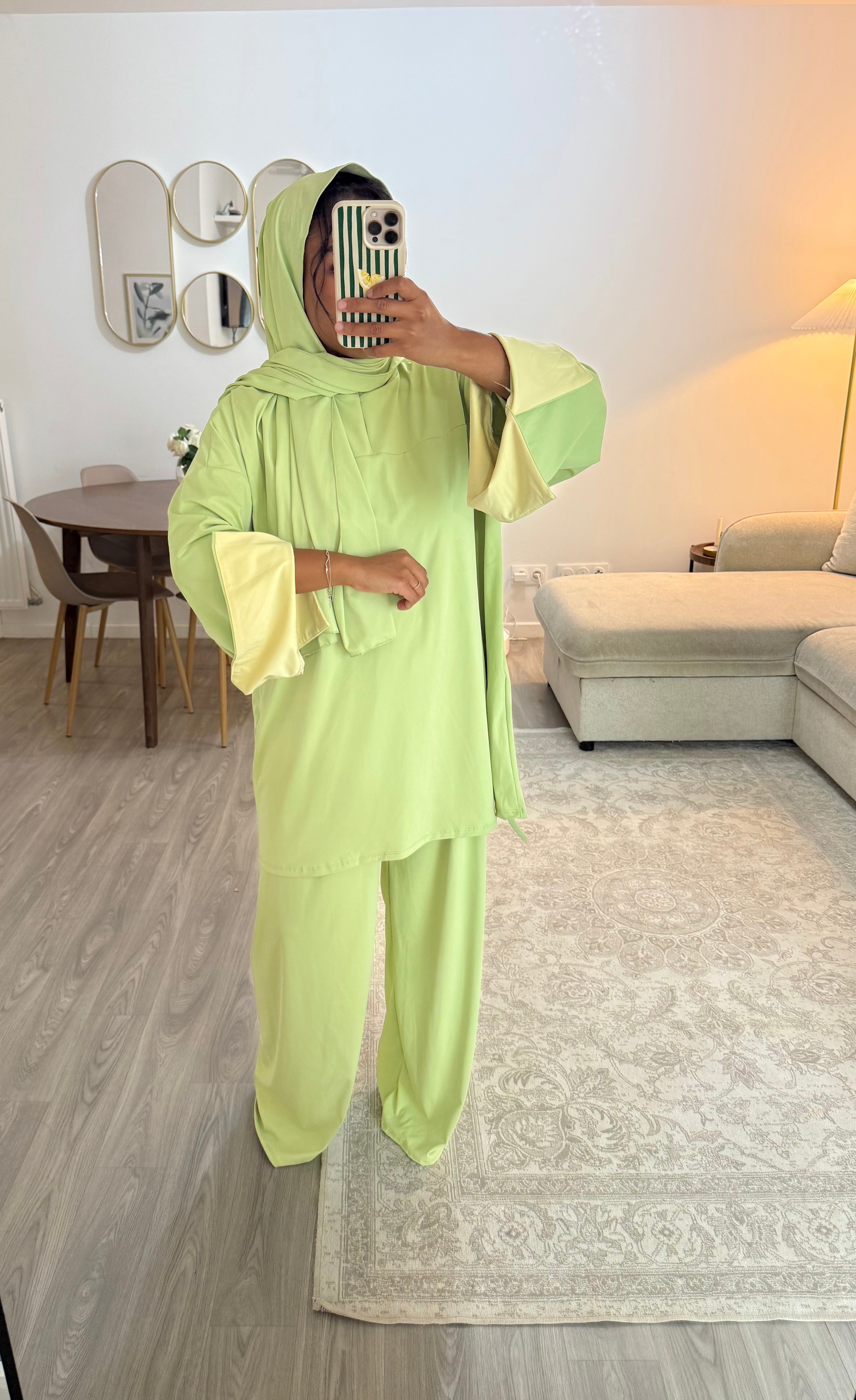 Burkini manches vert & jaune