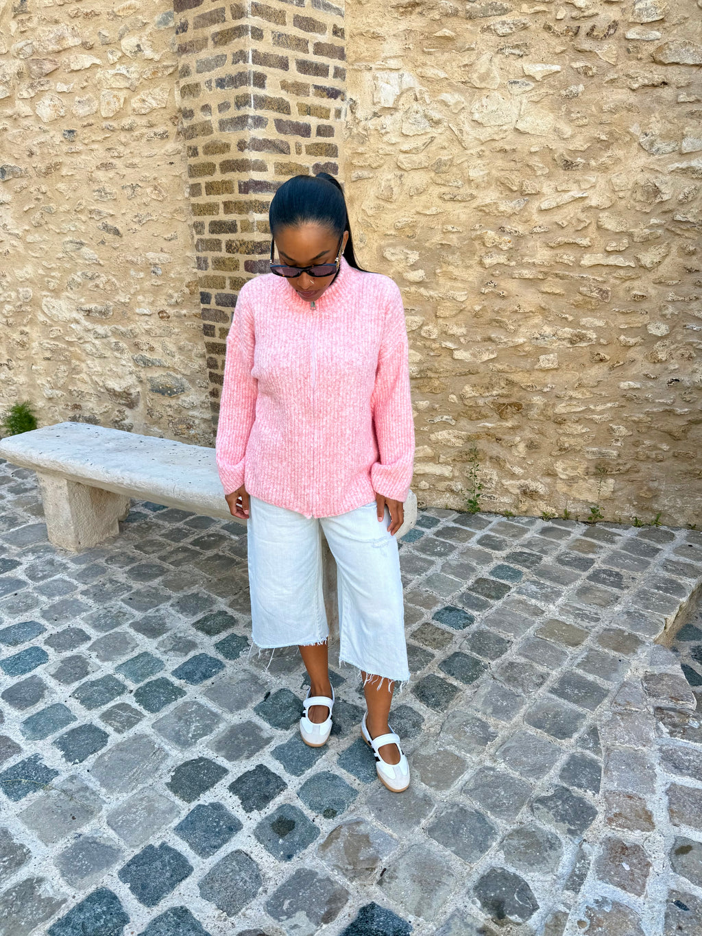 Gilet zippé rose