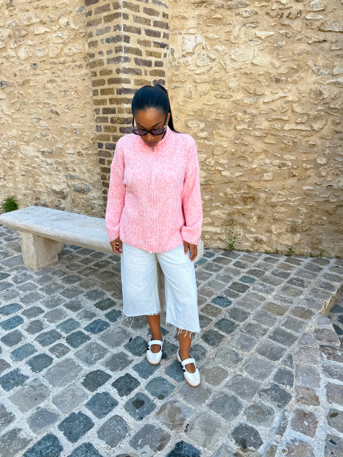 Gilet zippé rose