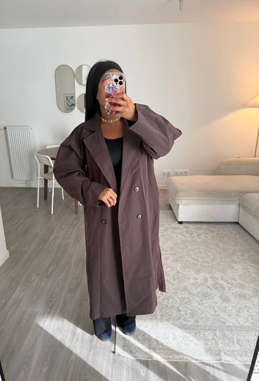 Trench manches ballon Aubergine