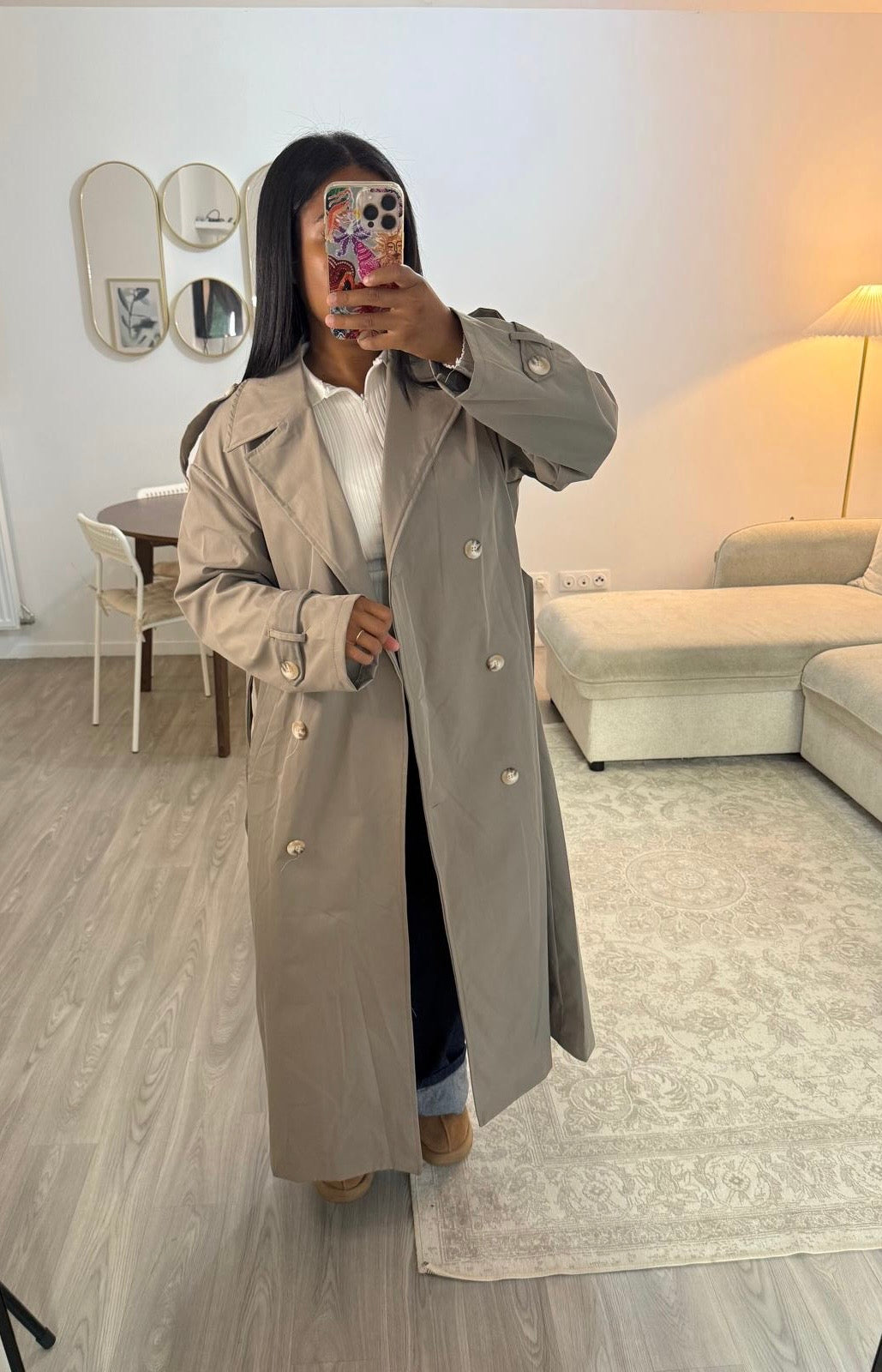 Trench long taupe