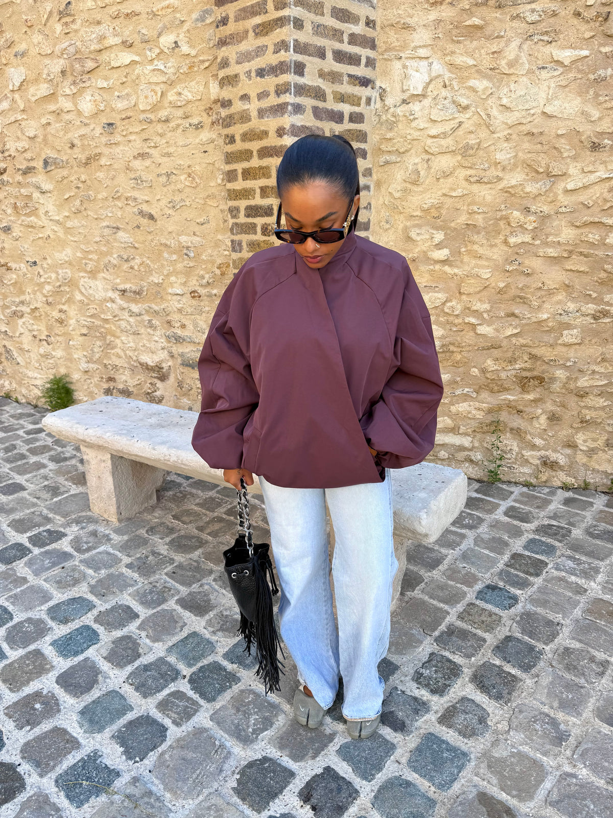 Bomber croisé prune