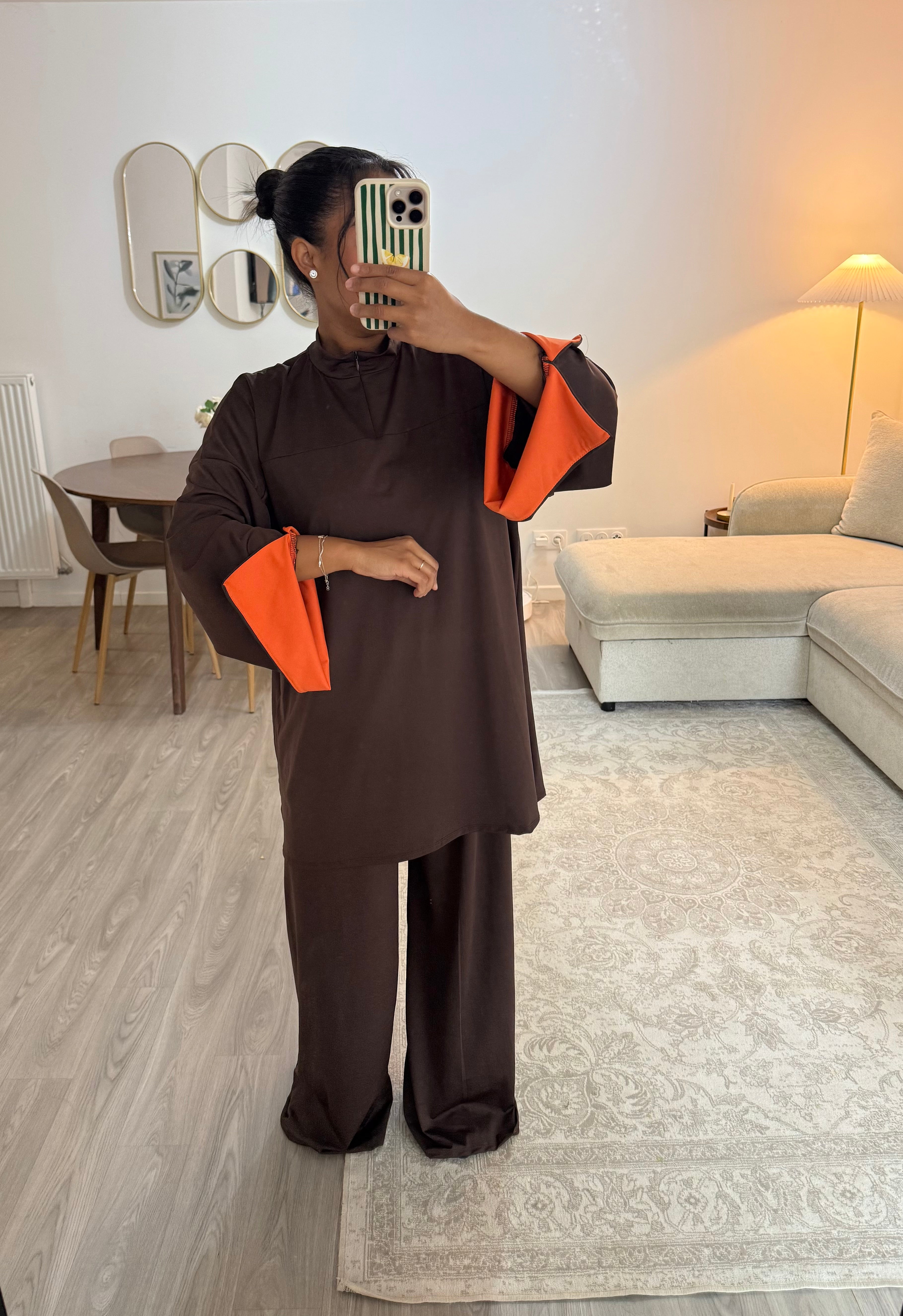 Burkini manches Choco & orange