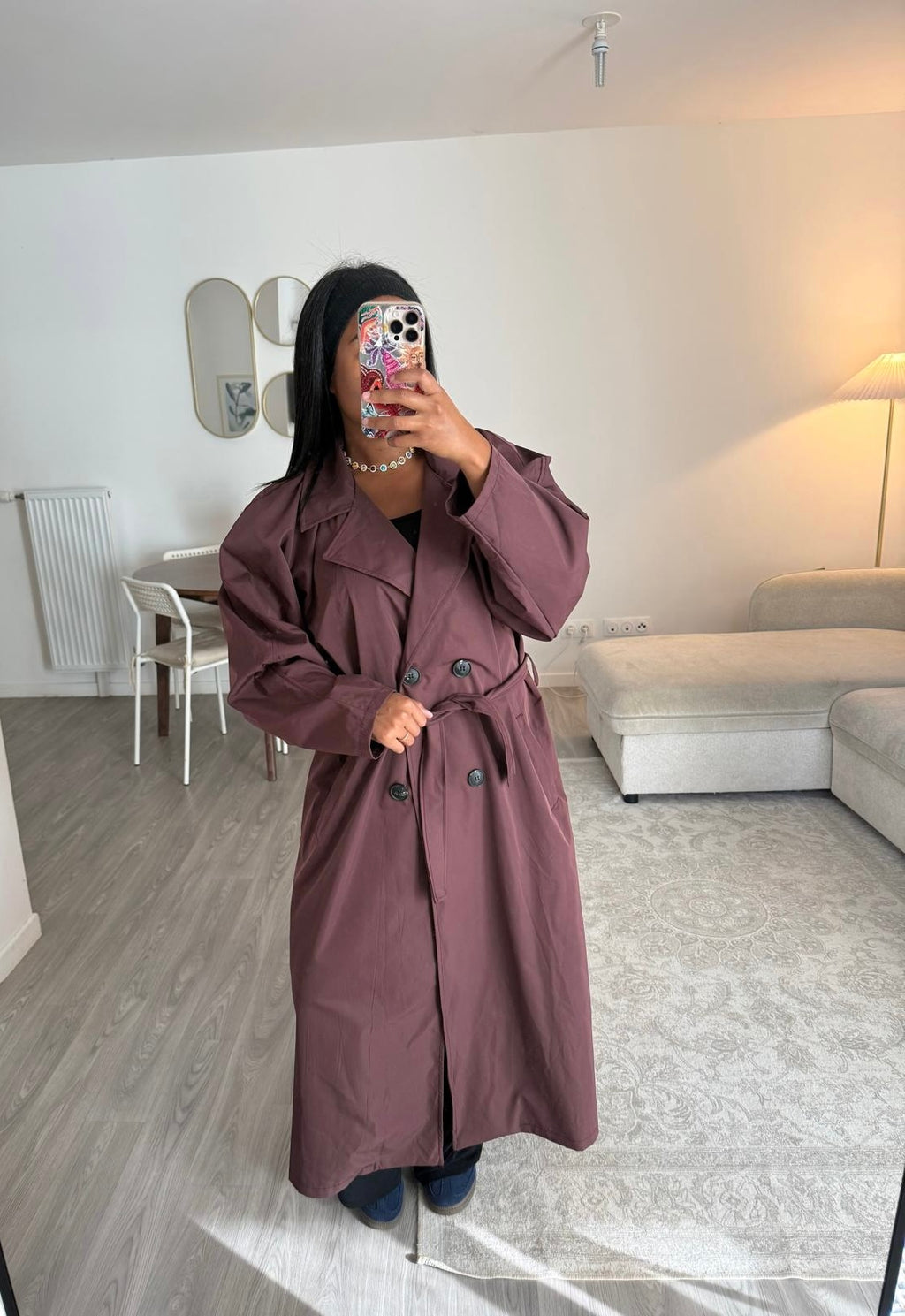 Trench manches ballon prune