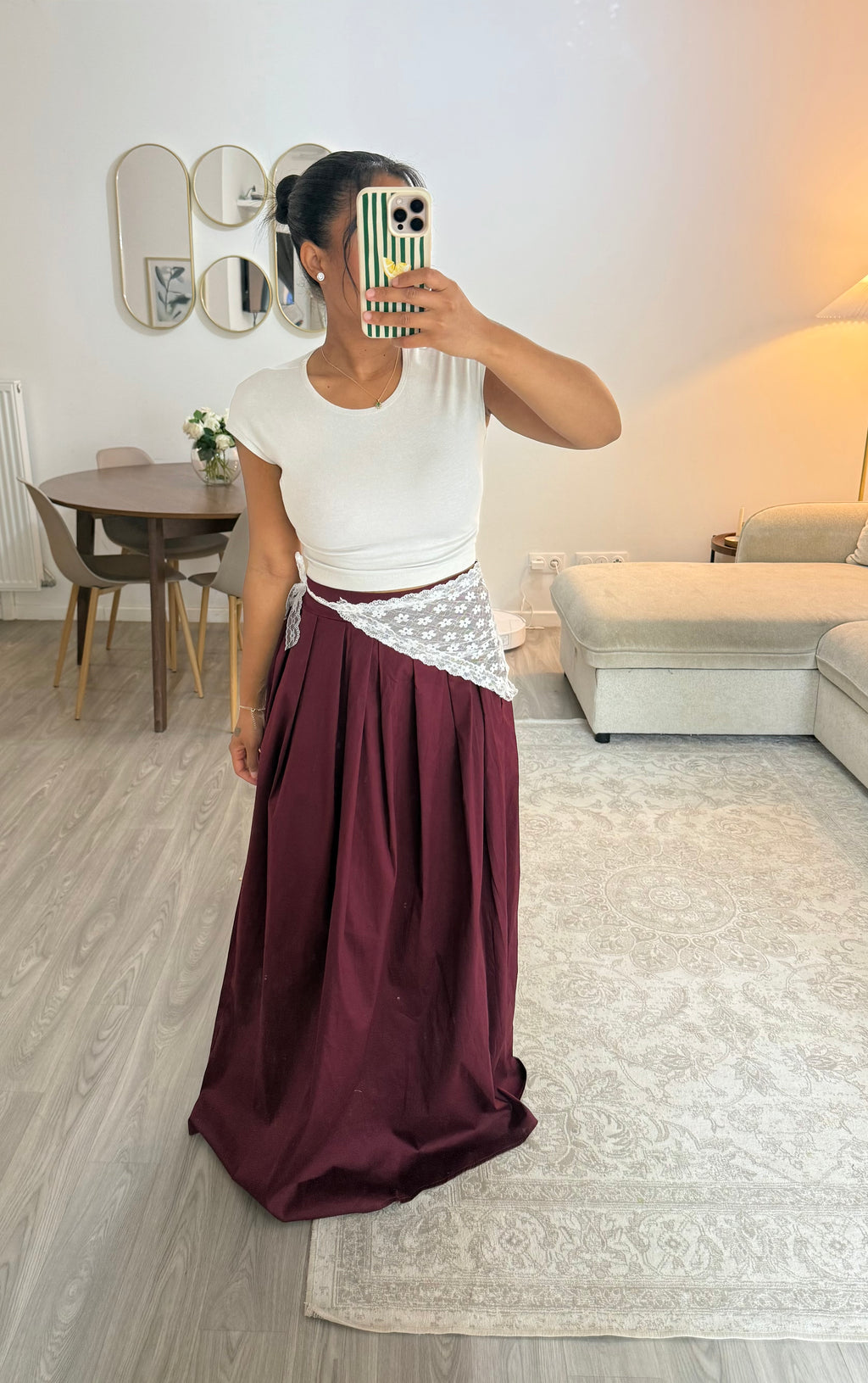 Jupe dentelle bordeaux