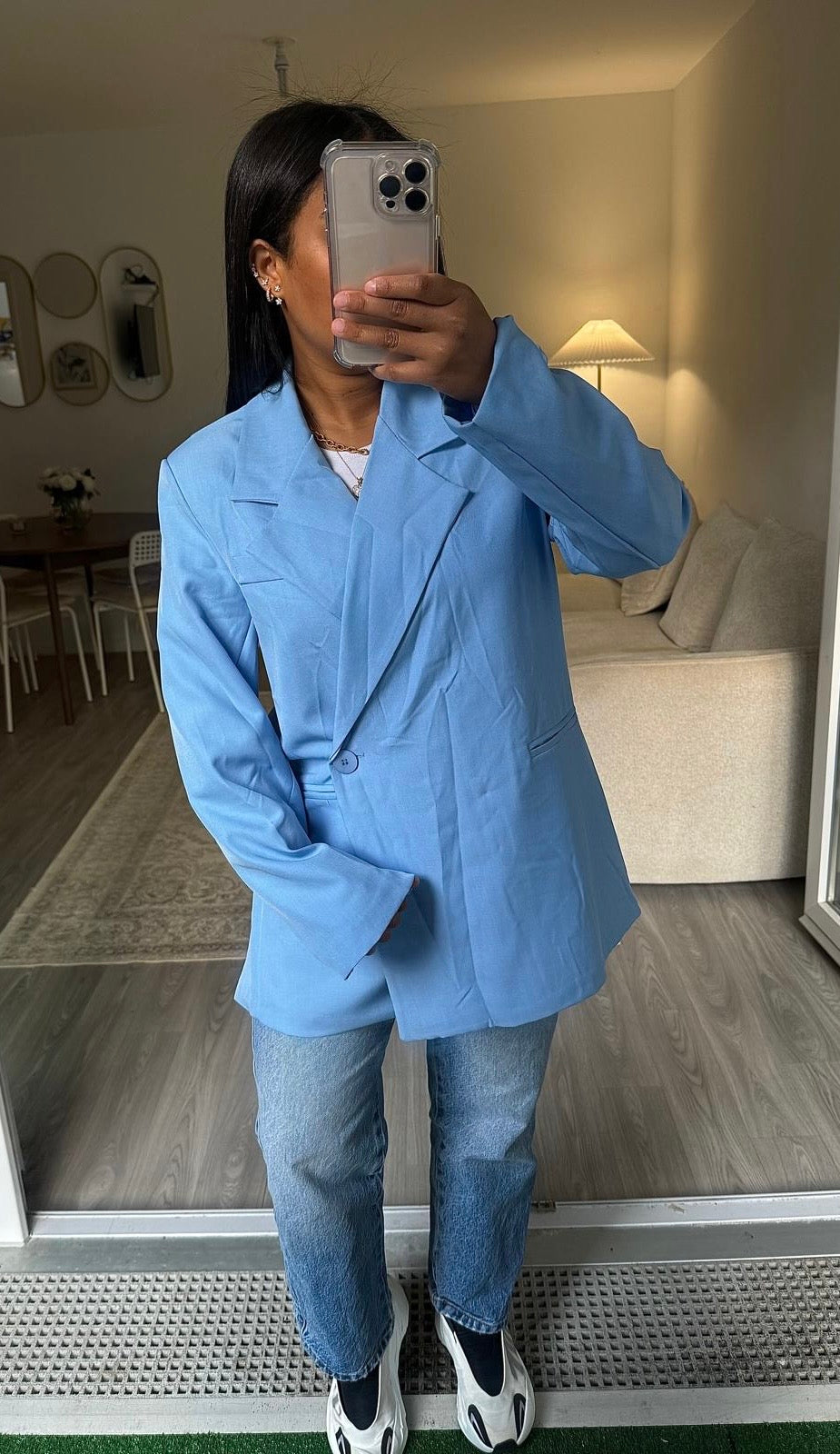 Blazer porte-feuilles bleu ciel