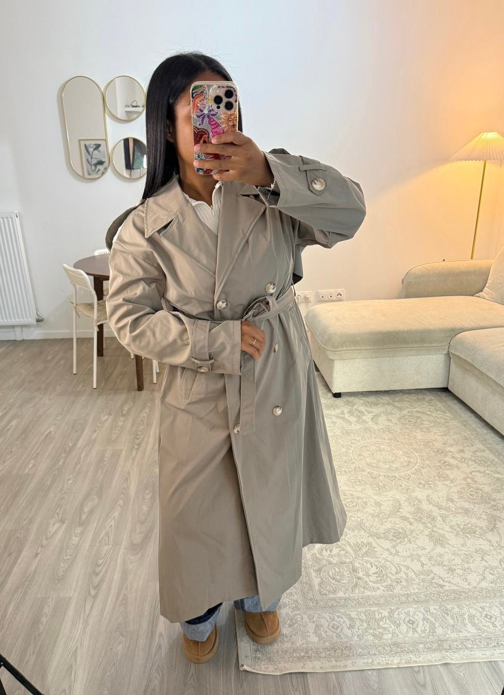 Trench long taupe