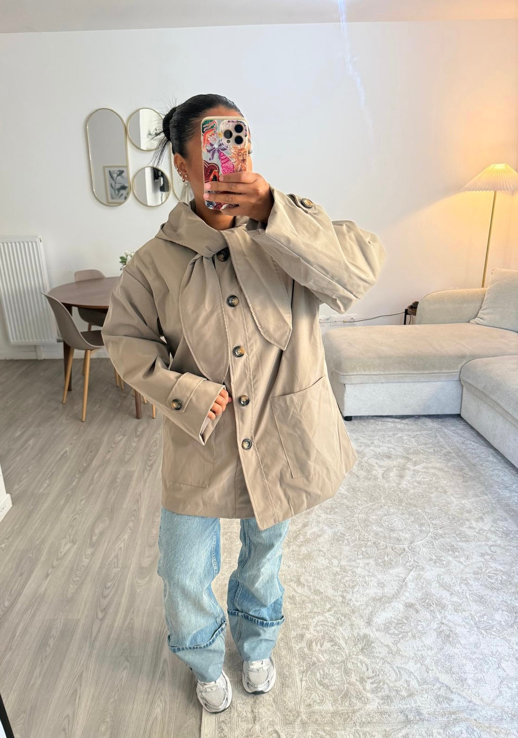 Trench capuche taupe