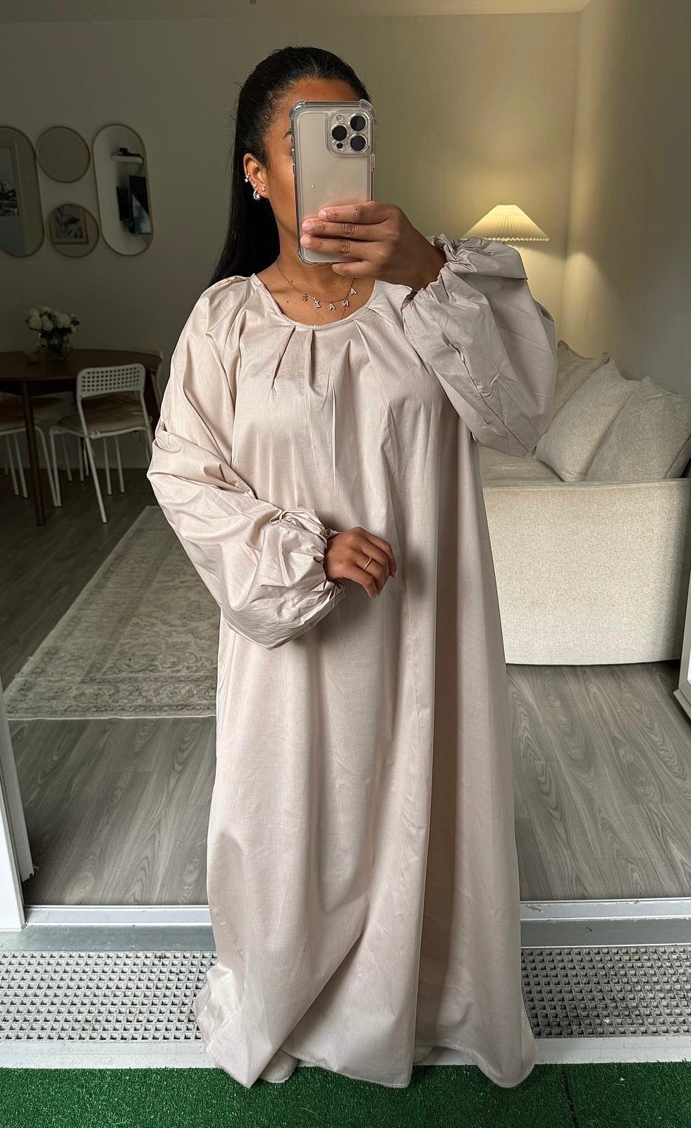 Robe popeline beige