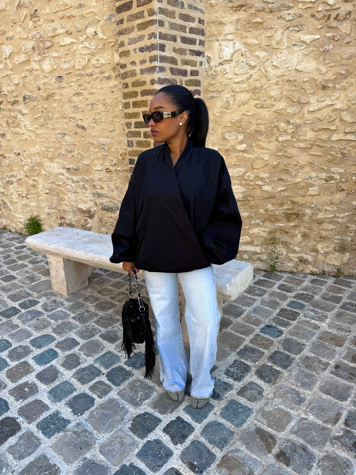 Bomber croisé noir