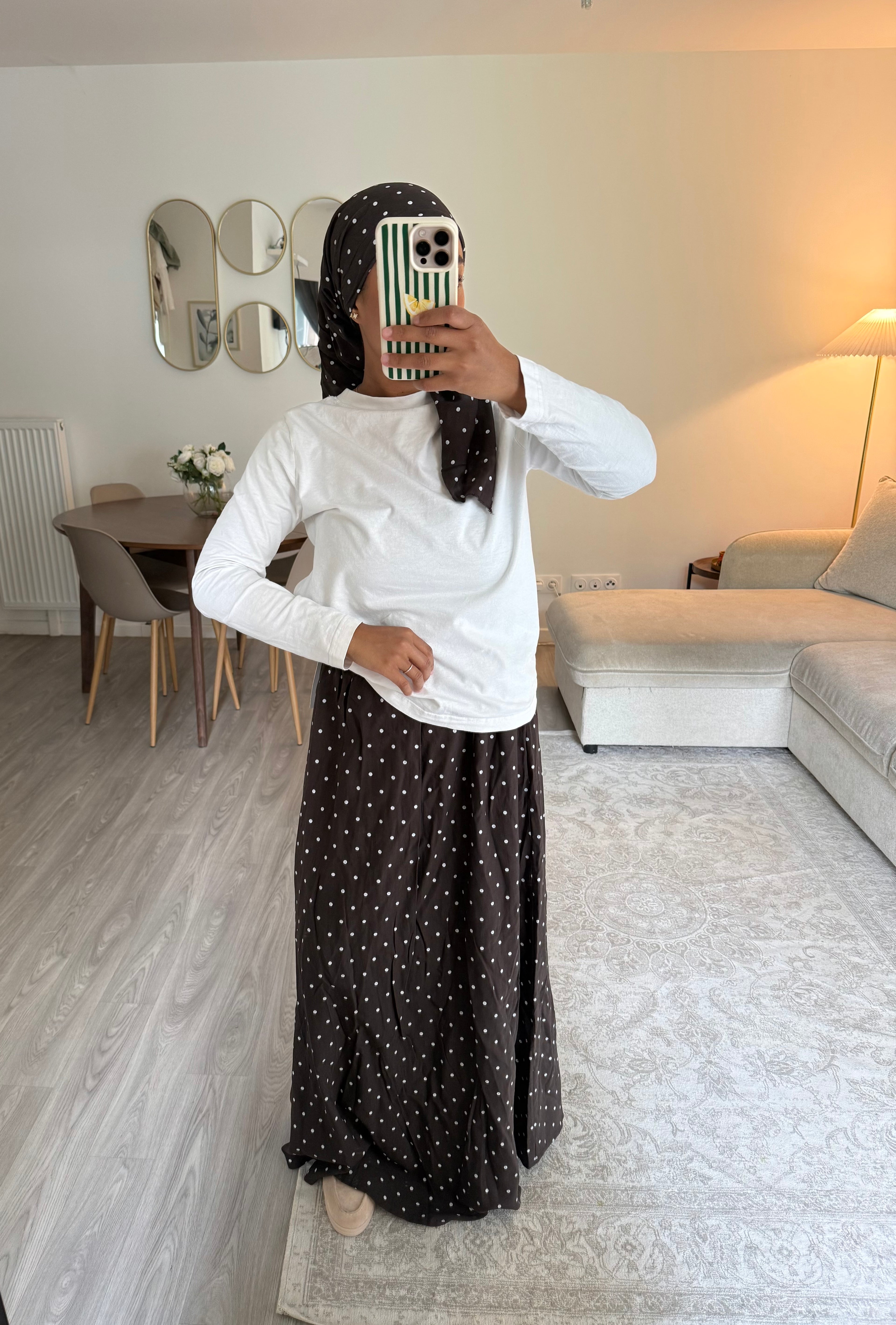 Jupe + foulard à pois choco