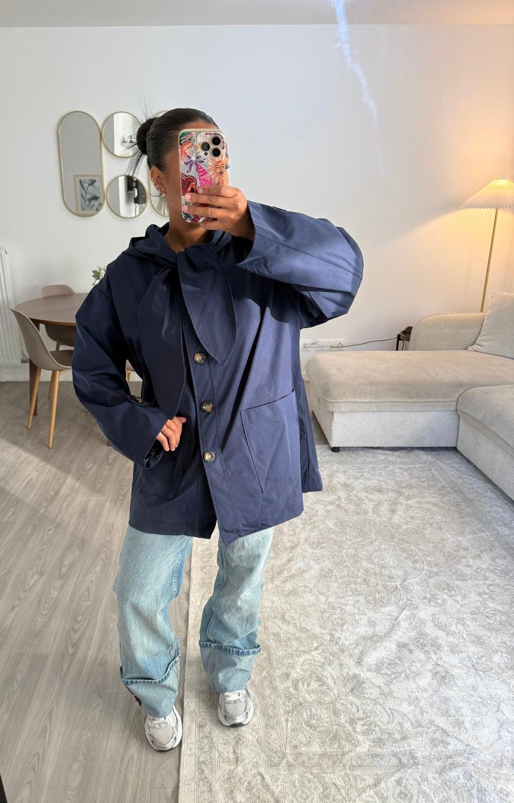 Trench capuche marine