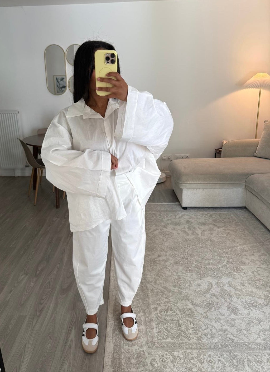 Pantalon barrel blanc