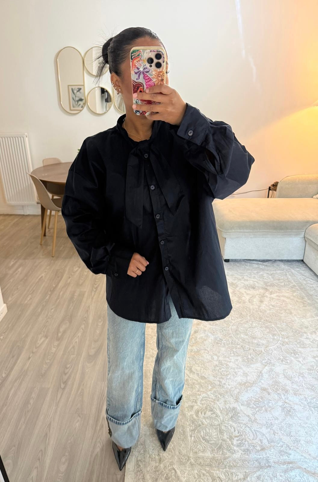 Chemise cravate marine