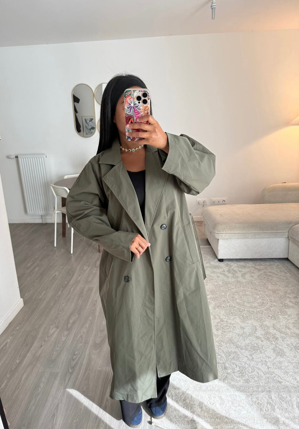 Trench manches ballon kaki