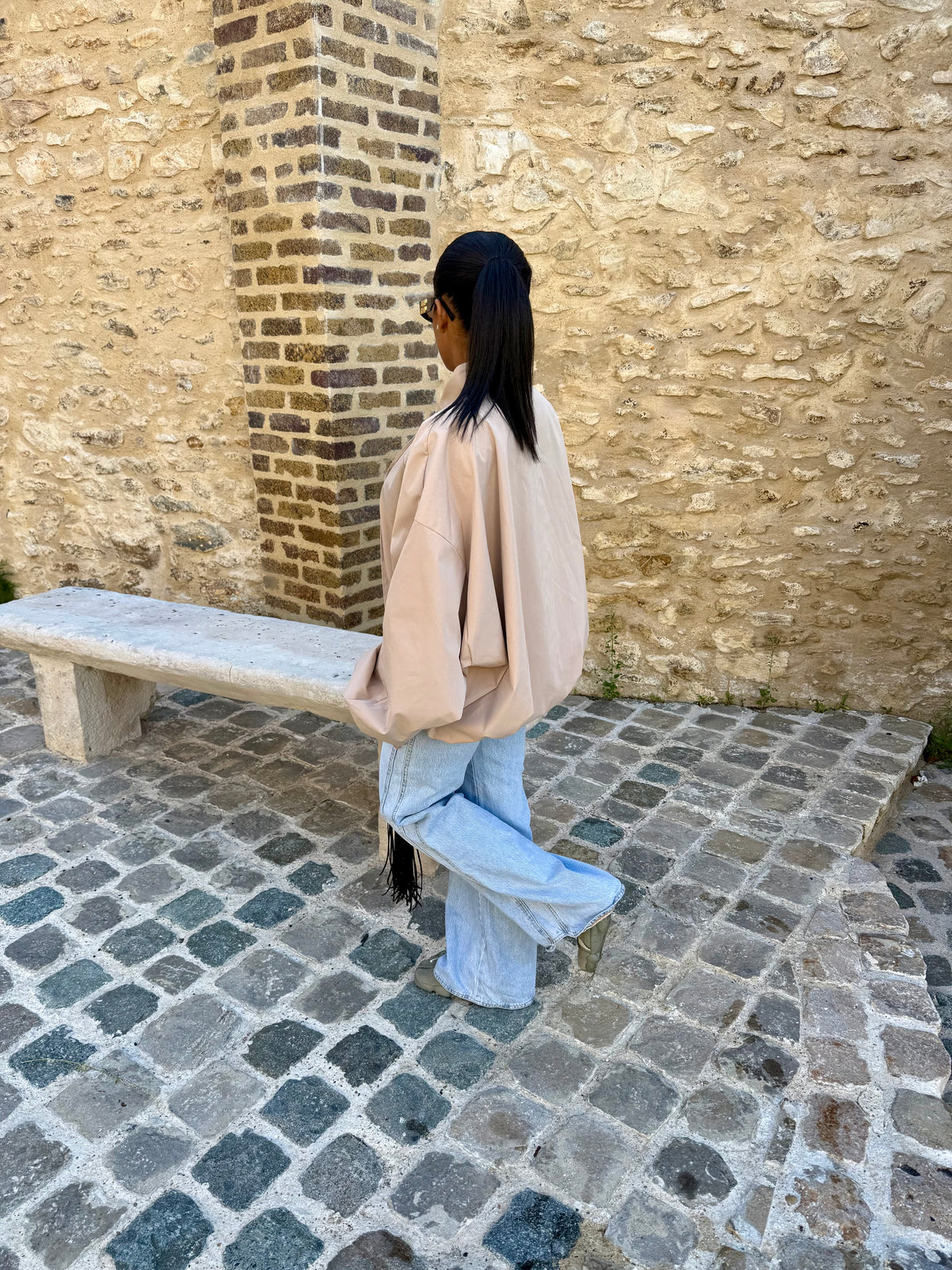 Bomber croisé beige