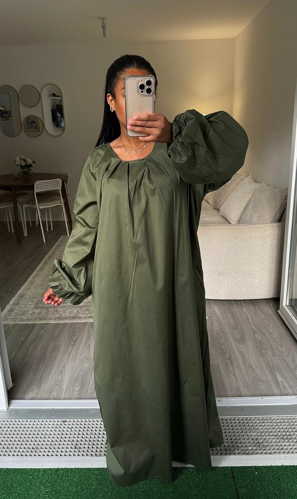 Robe popeline kaki