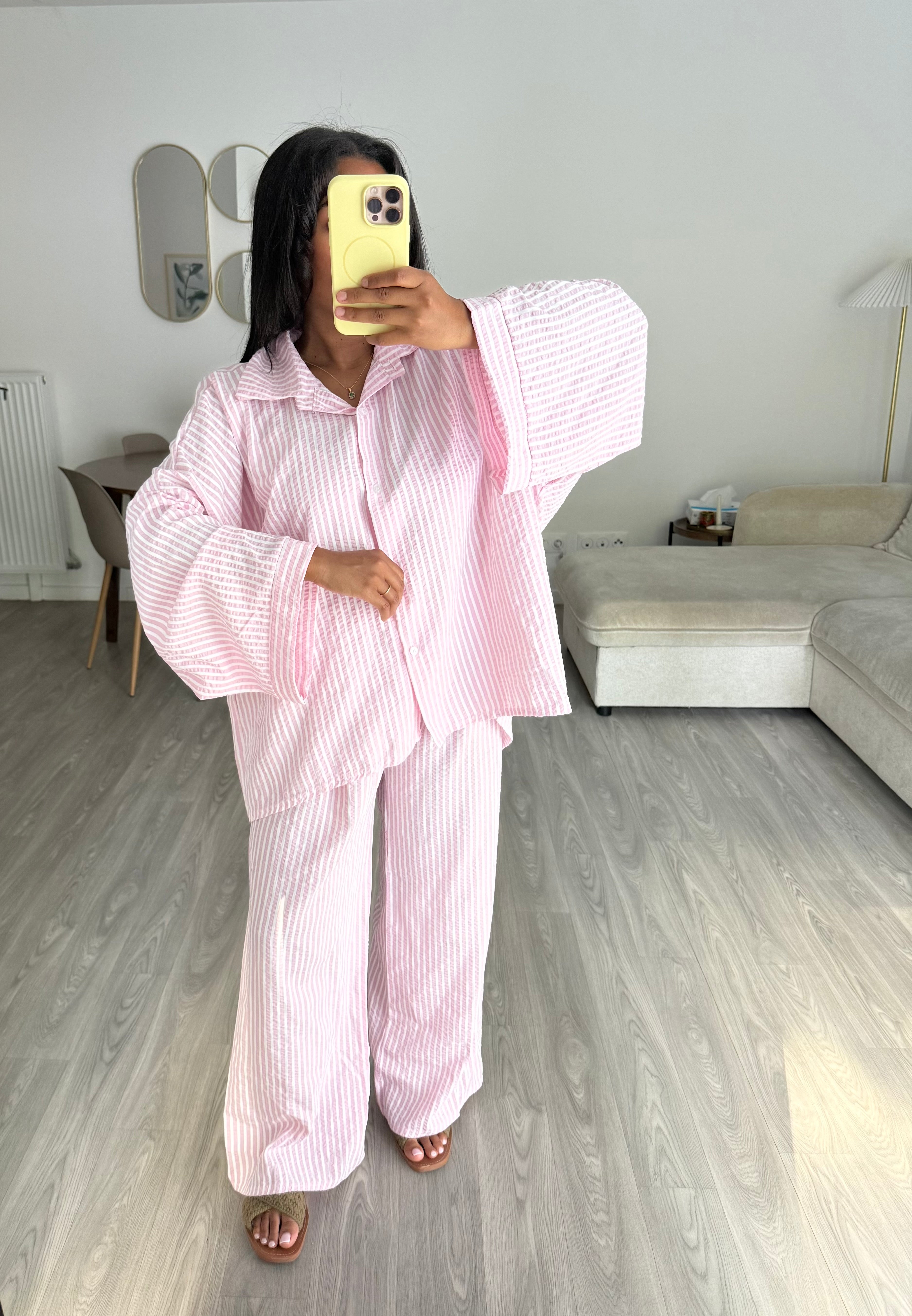 Ensemble rayé rose
