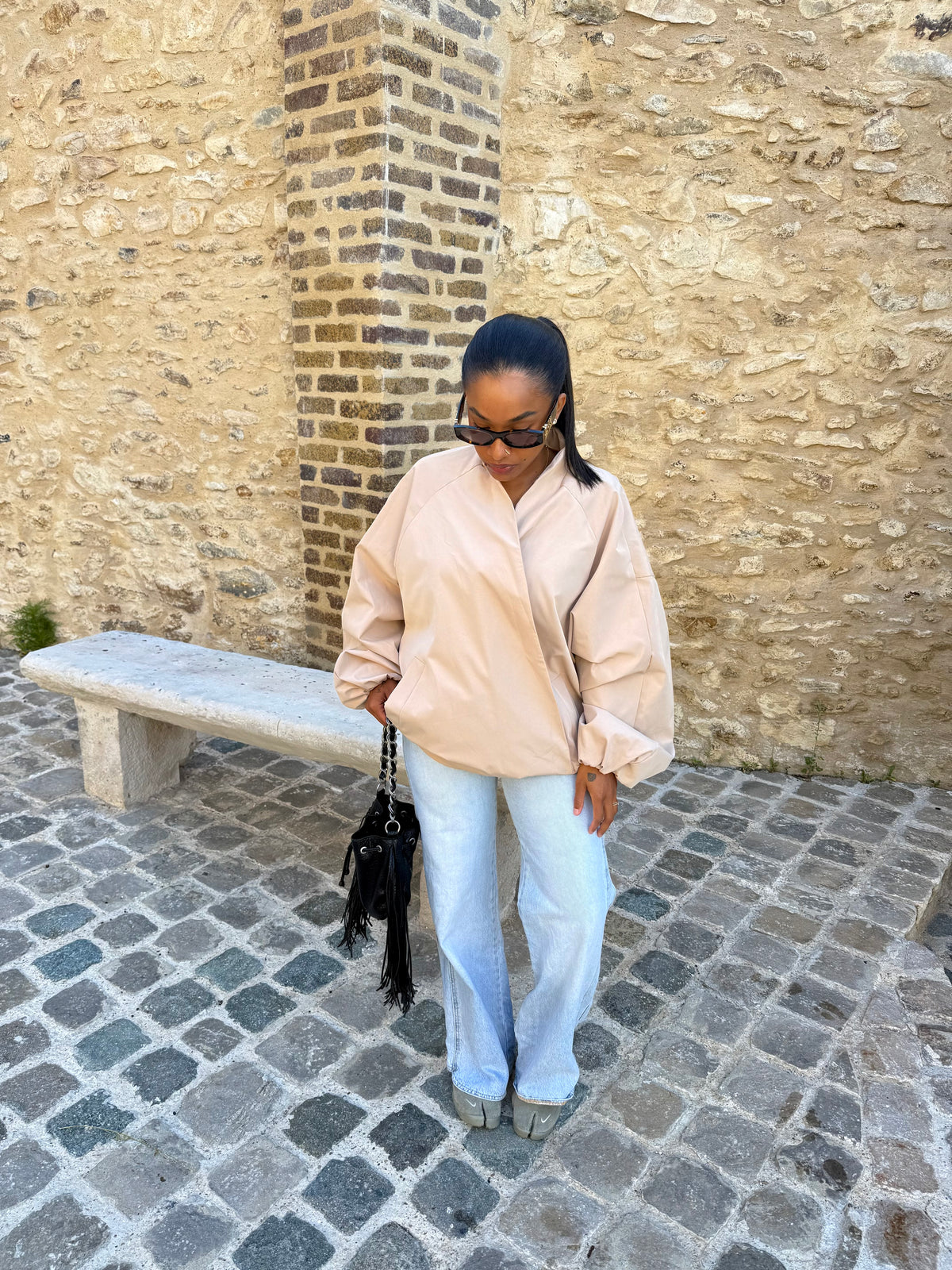 Bomber croisé beige